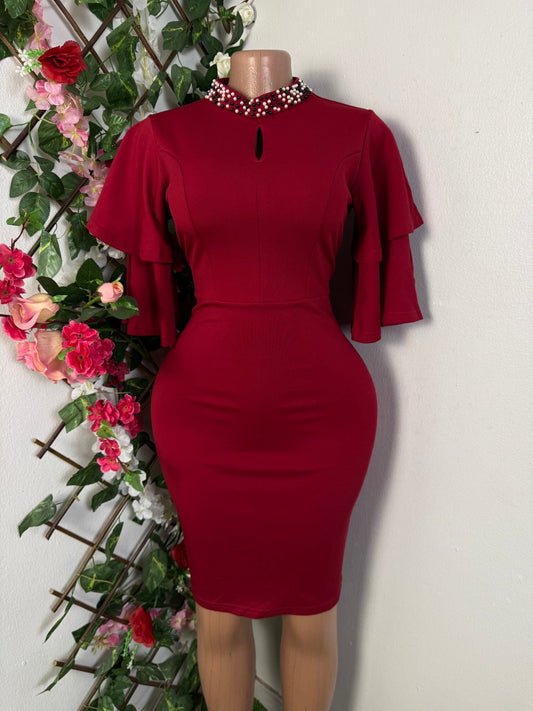 Robe élégante manche volant  - Perluna Store - kinshasa