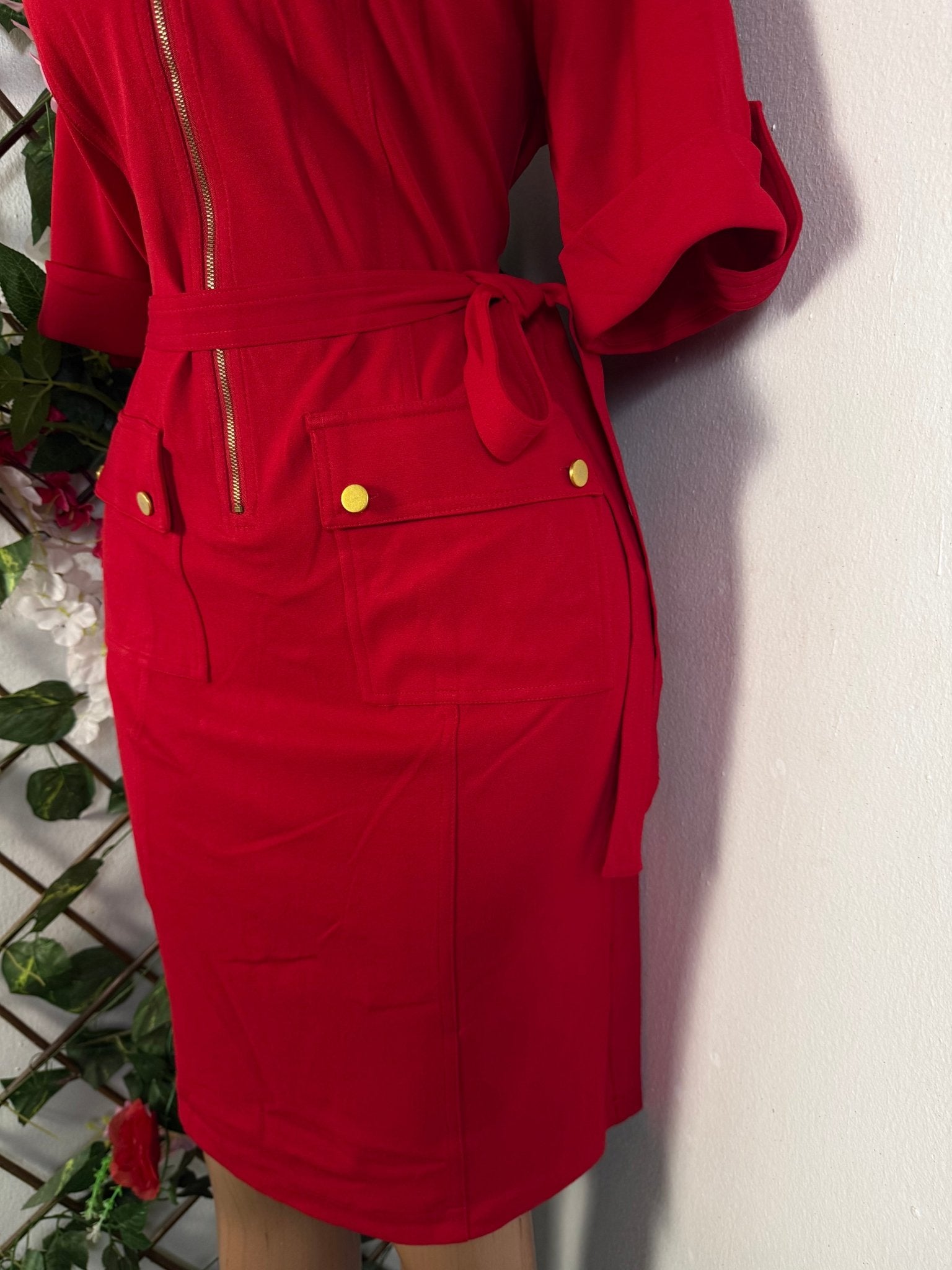 Robe élégante manches courte ceintrée - Perluna Store