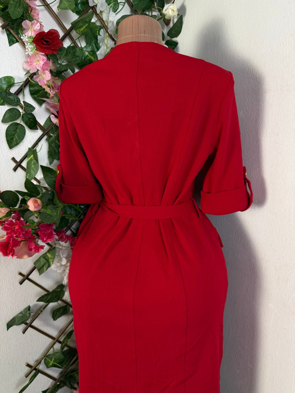 Robe élégante manches courte ceintrée - Perluna Store