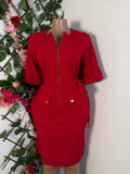 Robe élégante manches courte ceintrée - Perluna Store
