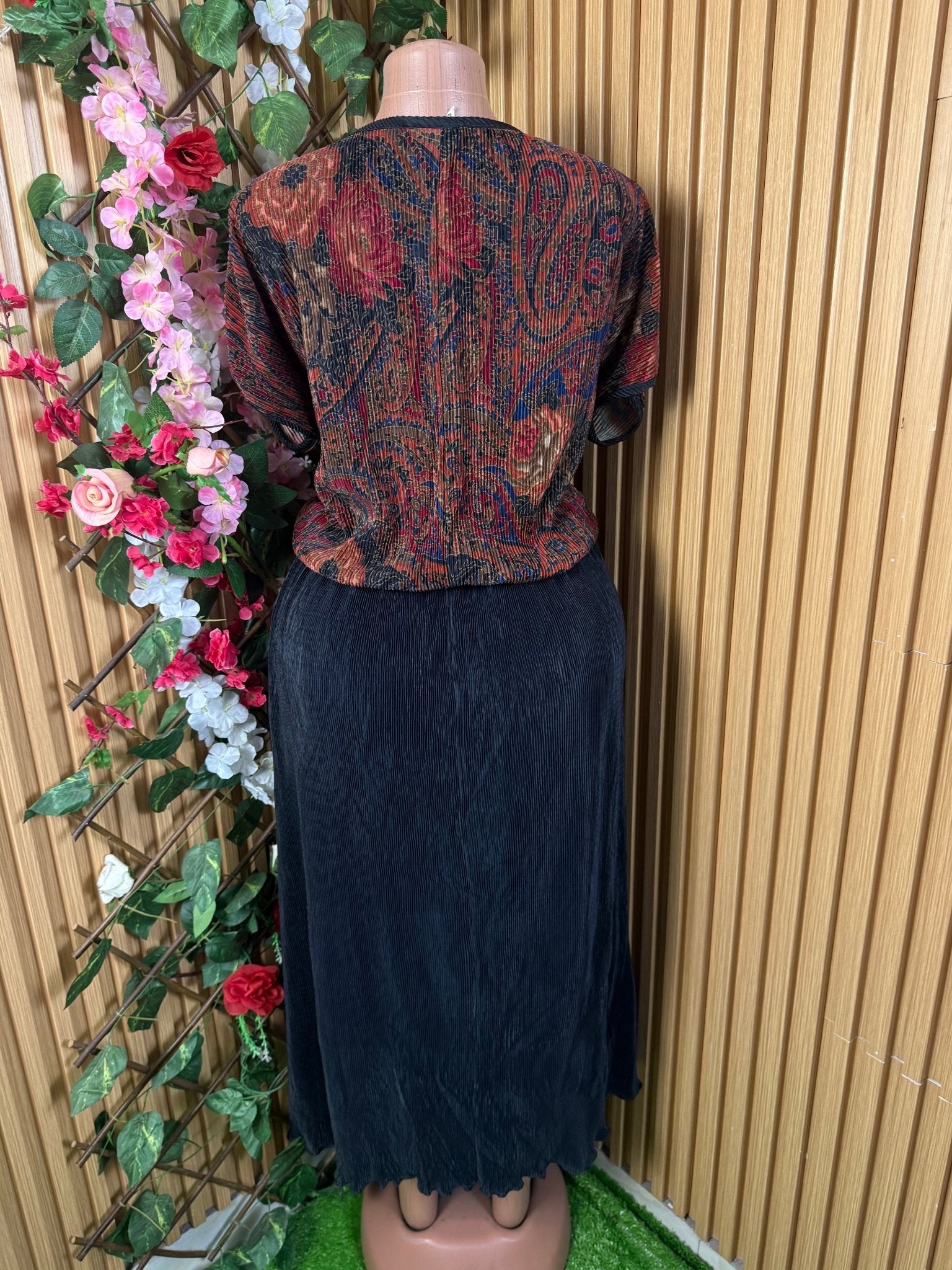Robe élegante manches courtes imprimée deux temps - Perluna Store