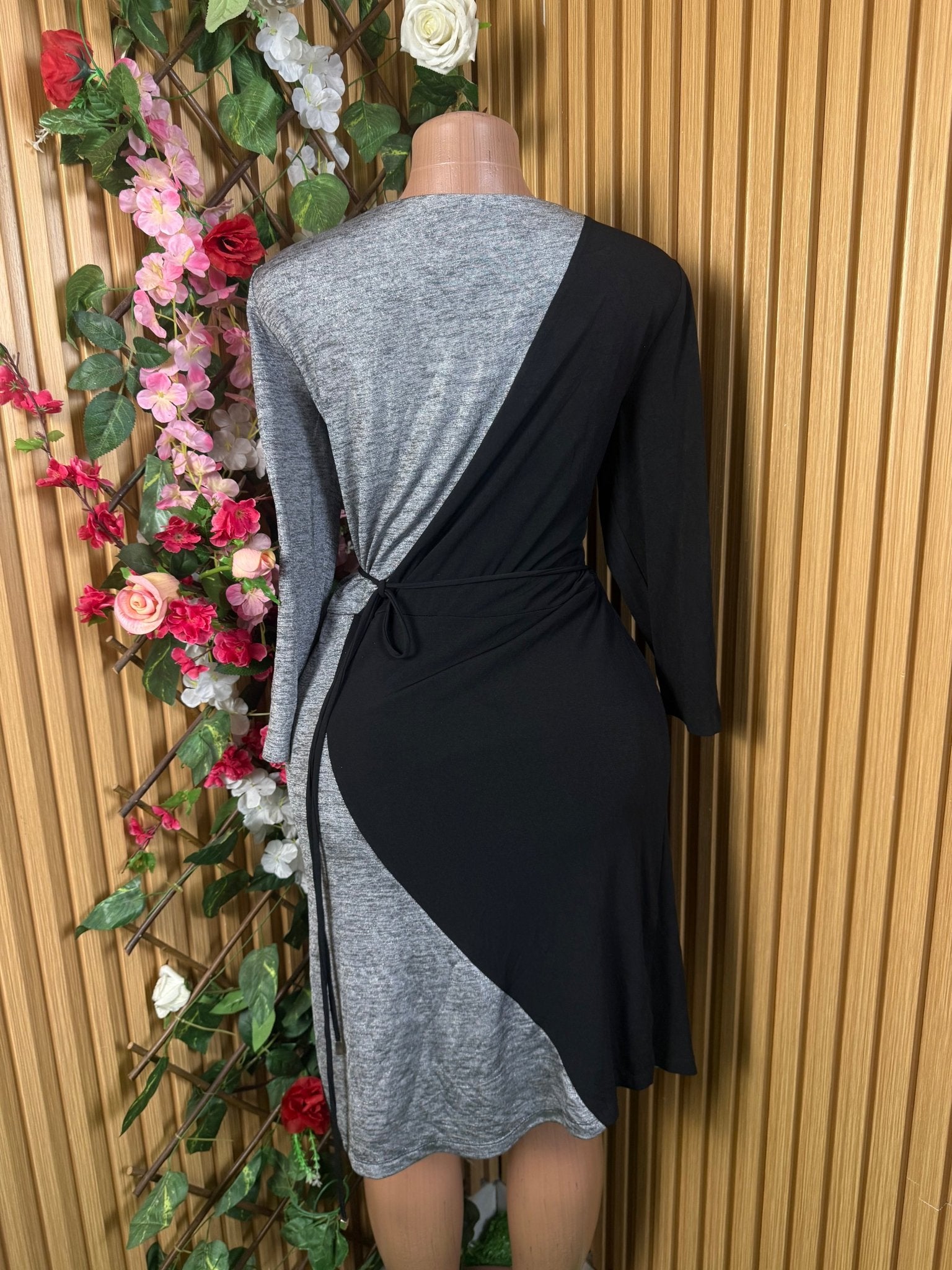 Robe élegante manches longues imprimée deux temps - Perluna Store