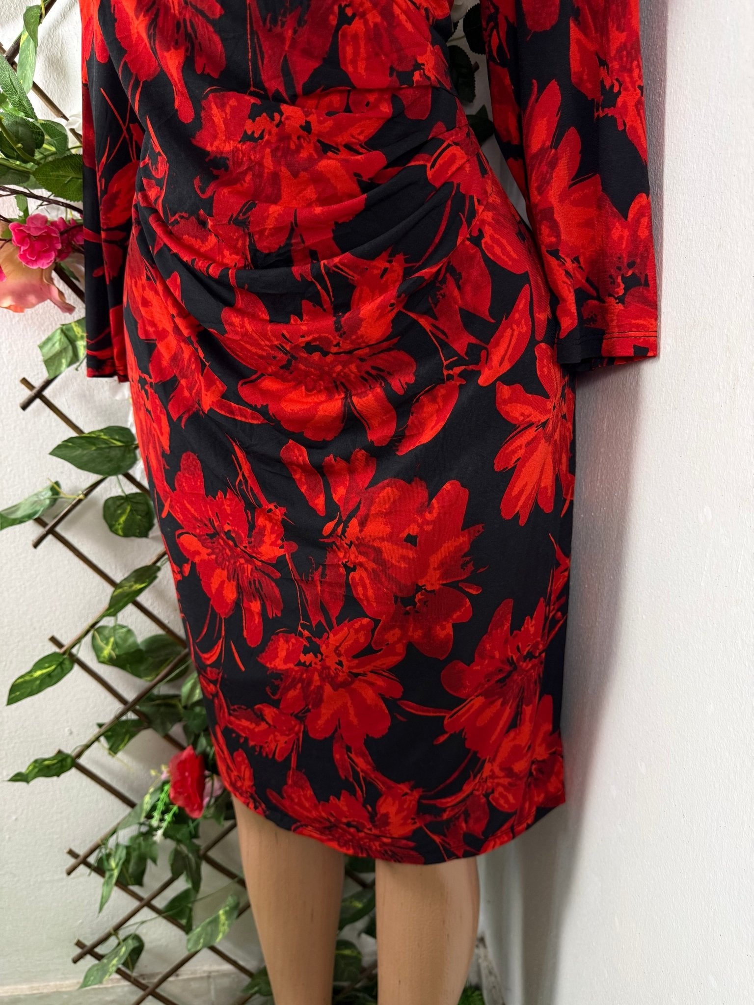 Robe élégante manches longues imprimée fleurie - Perluna Store
