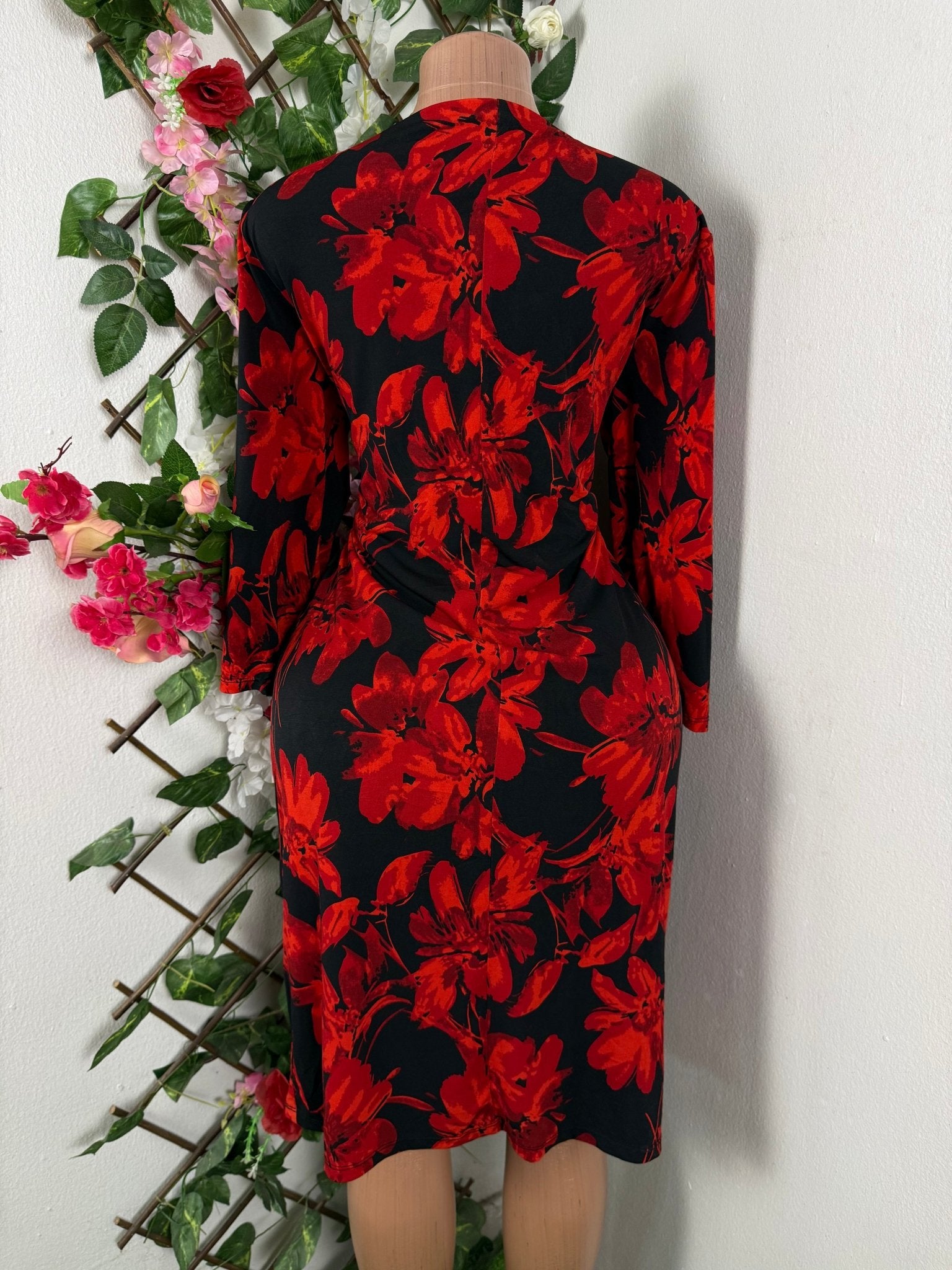 Robe élégante manches longues imprimée fleurie - Perluna Store