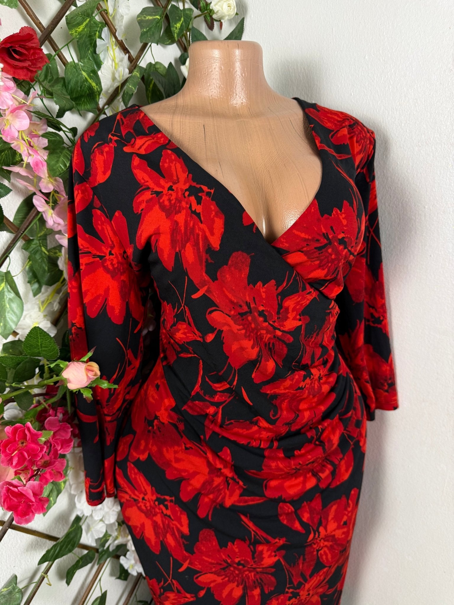 Robe élégante manches longues imprimée fleurie - Perluna Store