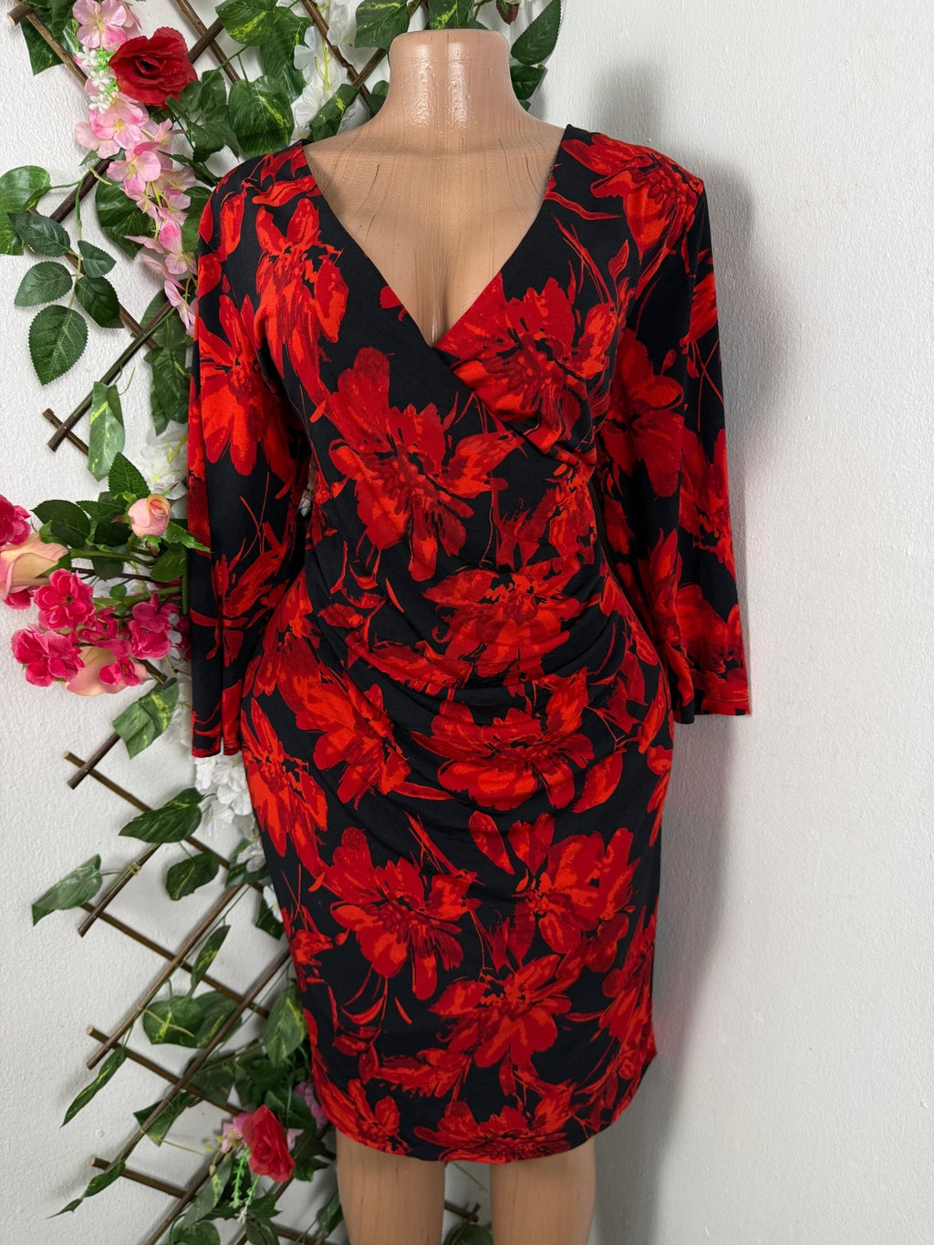 Robe élégante manches longues imprimée fleurie - Perluna Store