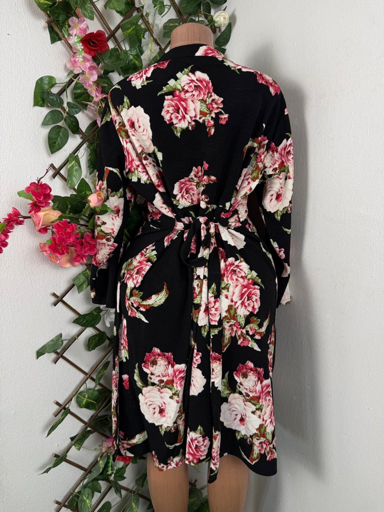 Robe élégante manches longues imprimée fleurie - Perluna Store