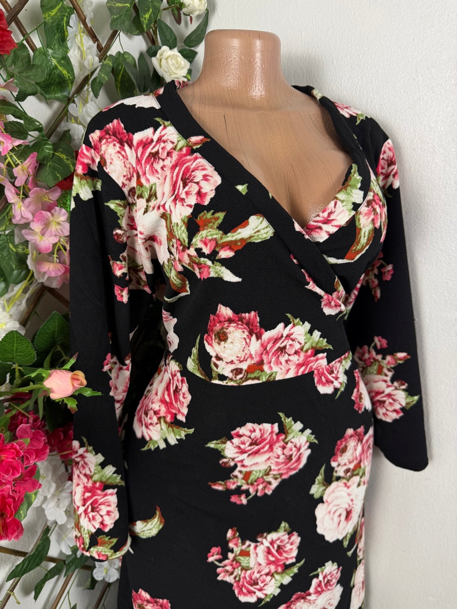 Robe élégante manches longues imprimée fleurie - Perluna Store
