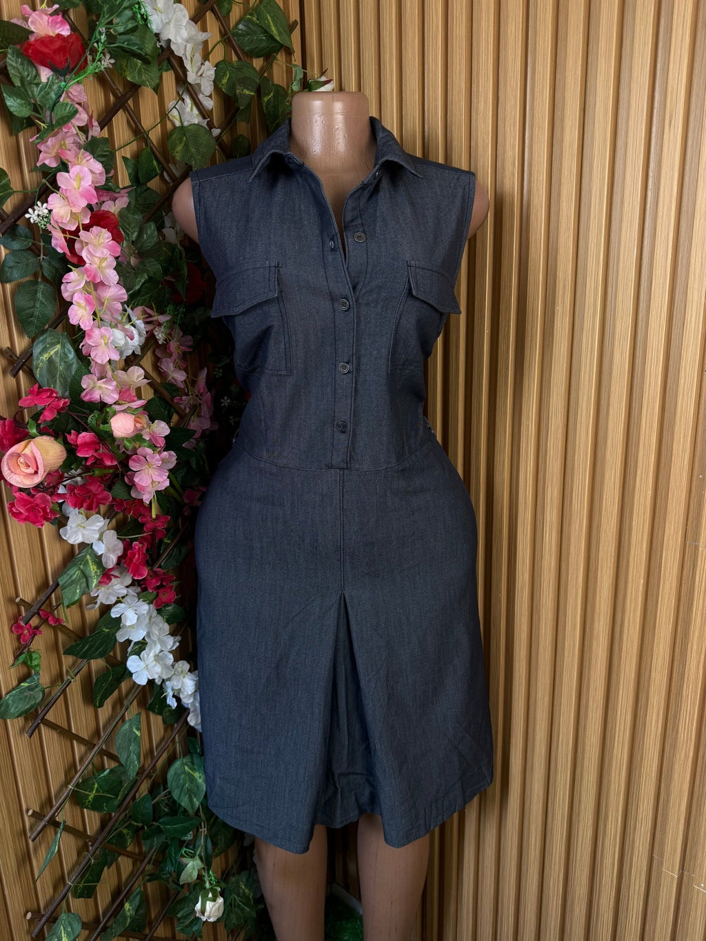 Robe élegante sans manches col chemise - Perluna Store