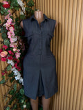 Robe élegante sans manches col chemise - Perluna Store