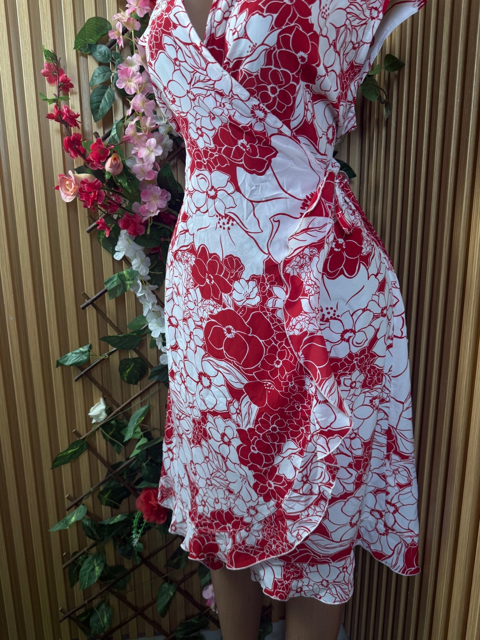 Robe élégante sans manches imprimée fleurie col V - Perluna Store