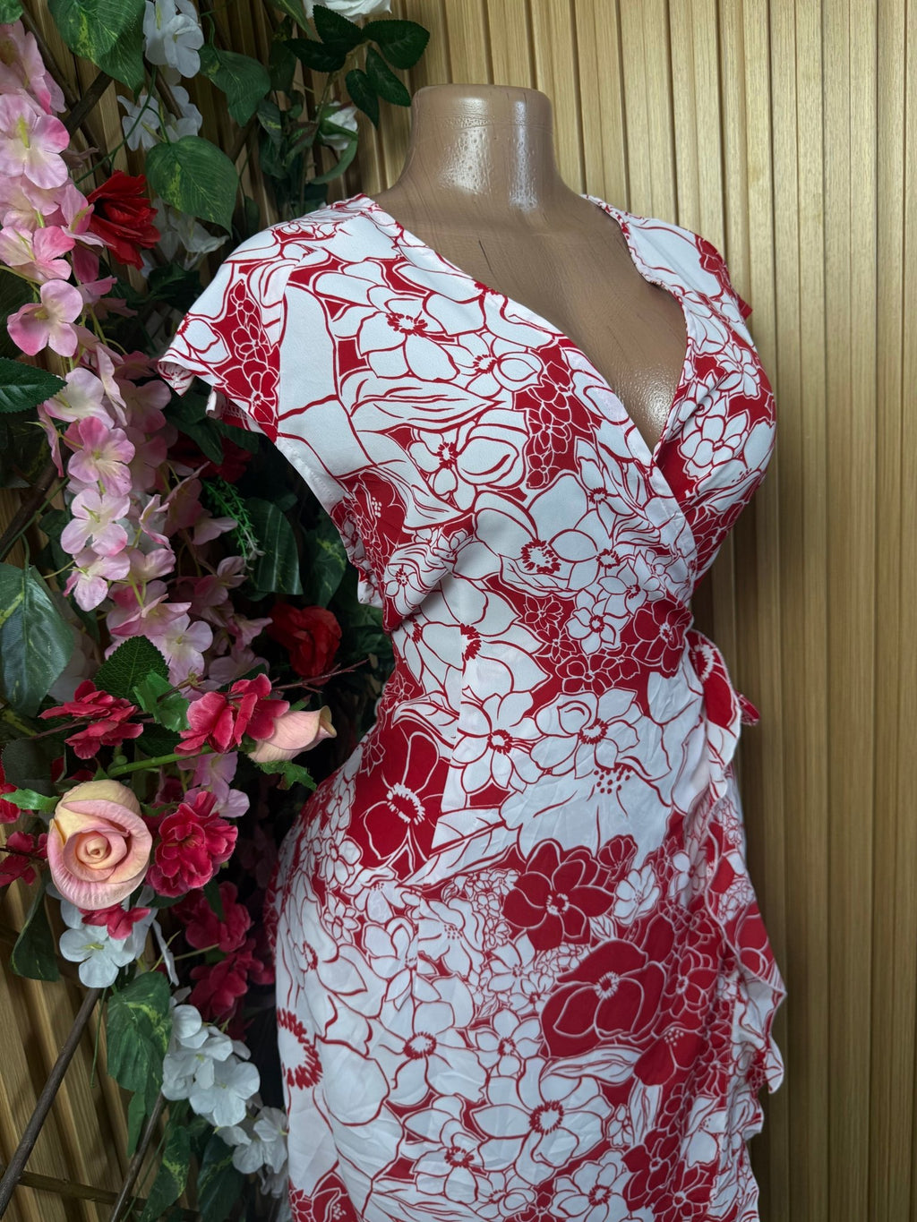 Robe élégante sans manches imprimée fleurie col V - Perluna Store