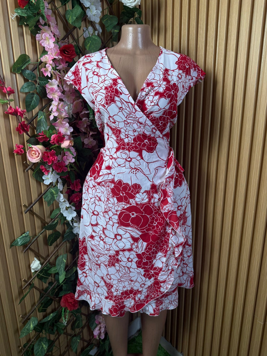 Robe élégante sans manches imprimée fleurie col V - Perluna Store