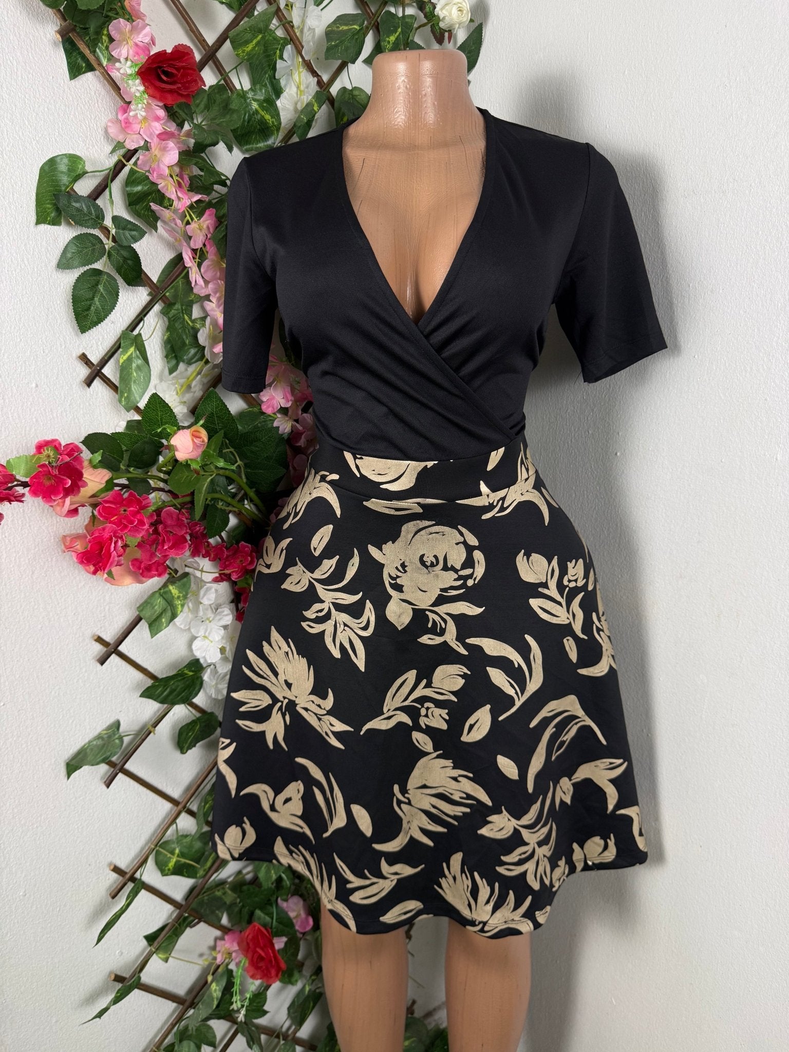 Robe évasée à deux temps manches courtes - Perluna Store
