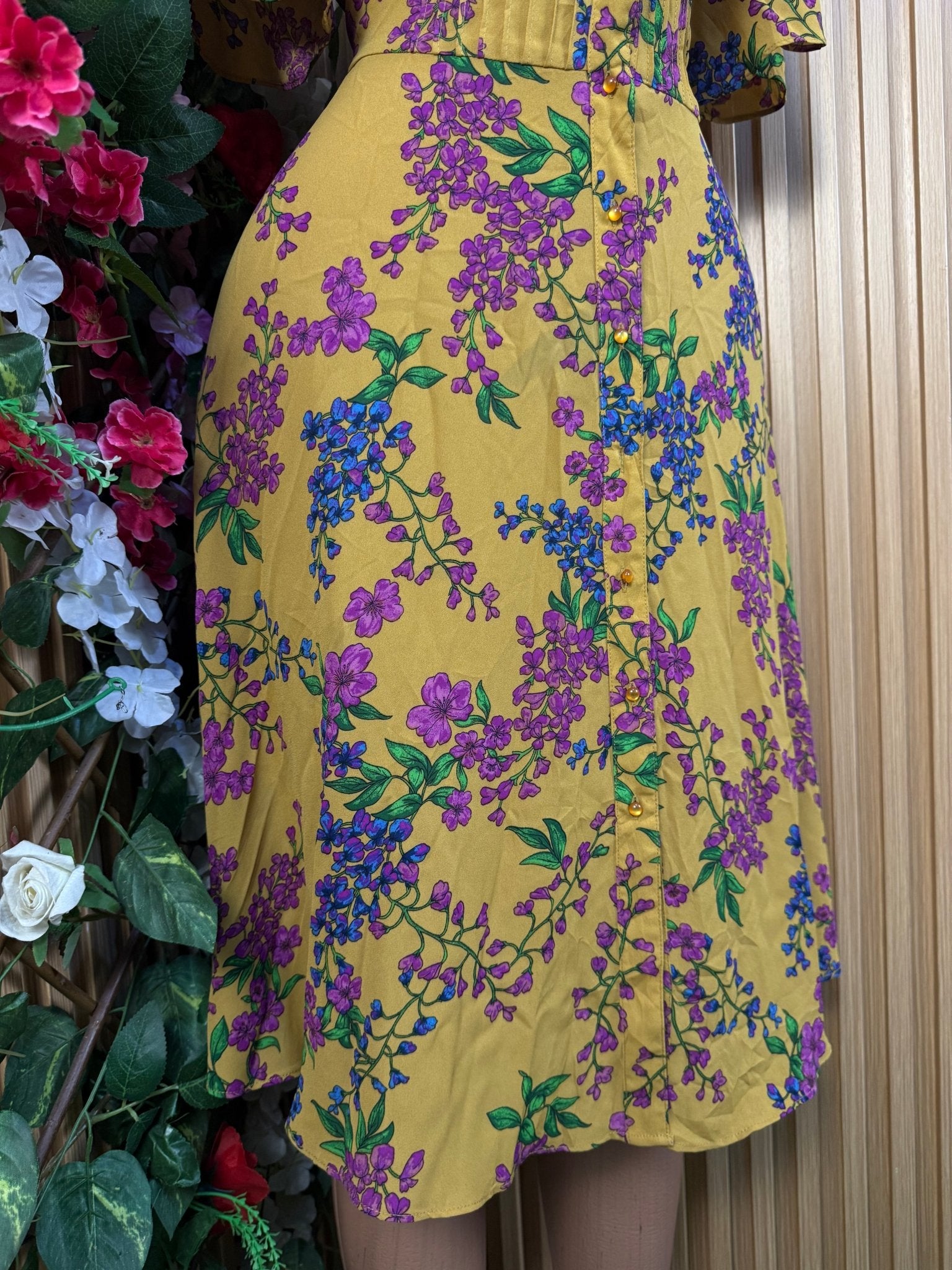 Robe évasée avec boutons manches courtes - Perluna Store