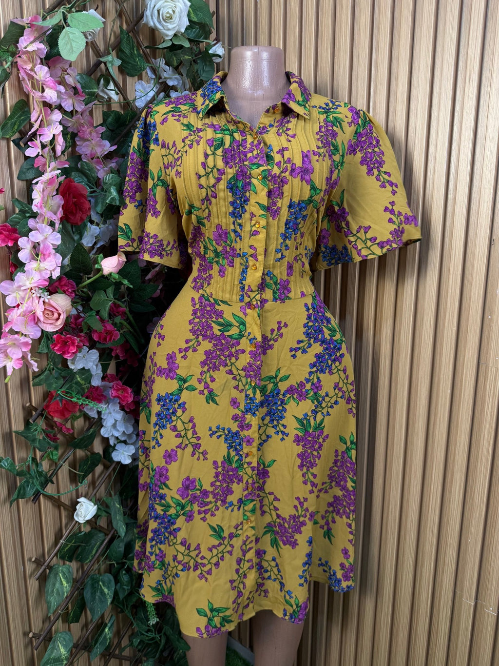 Robe évasée avec boutons manches courtes - Perluna Store