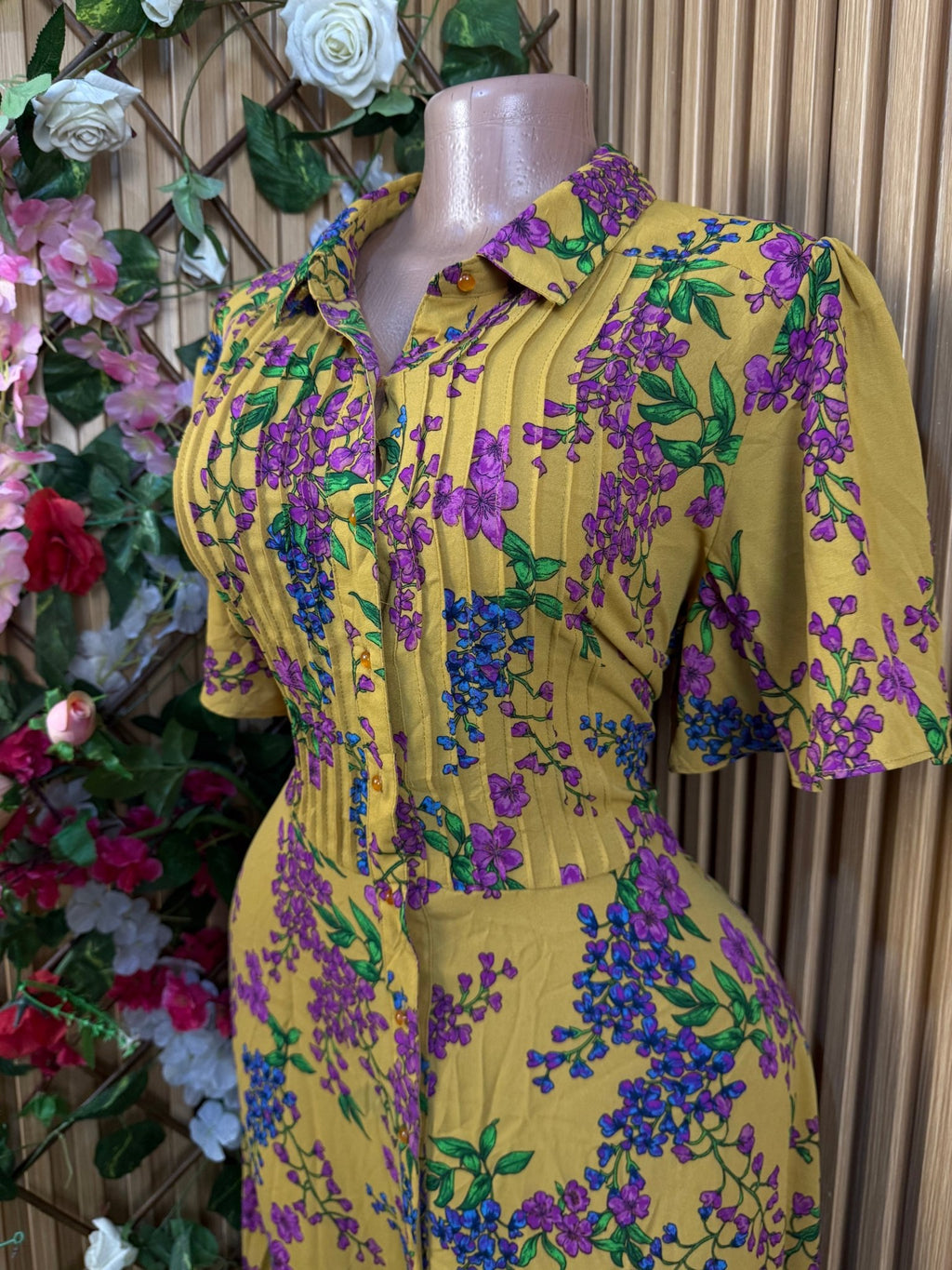 Robe évasée avec boutons manches courtes - Perluna Store