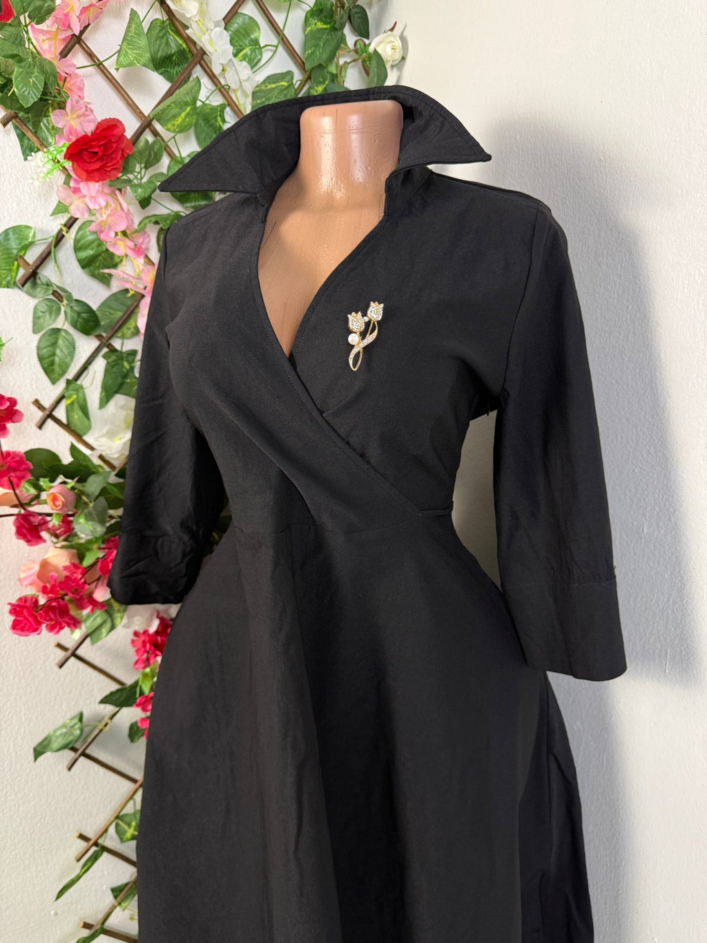 Robe évasée colle chemise longue manche - Perluna Store