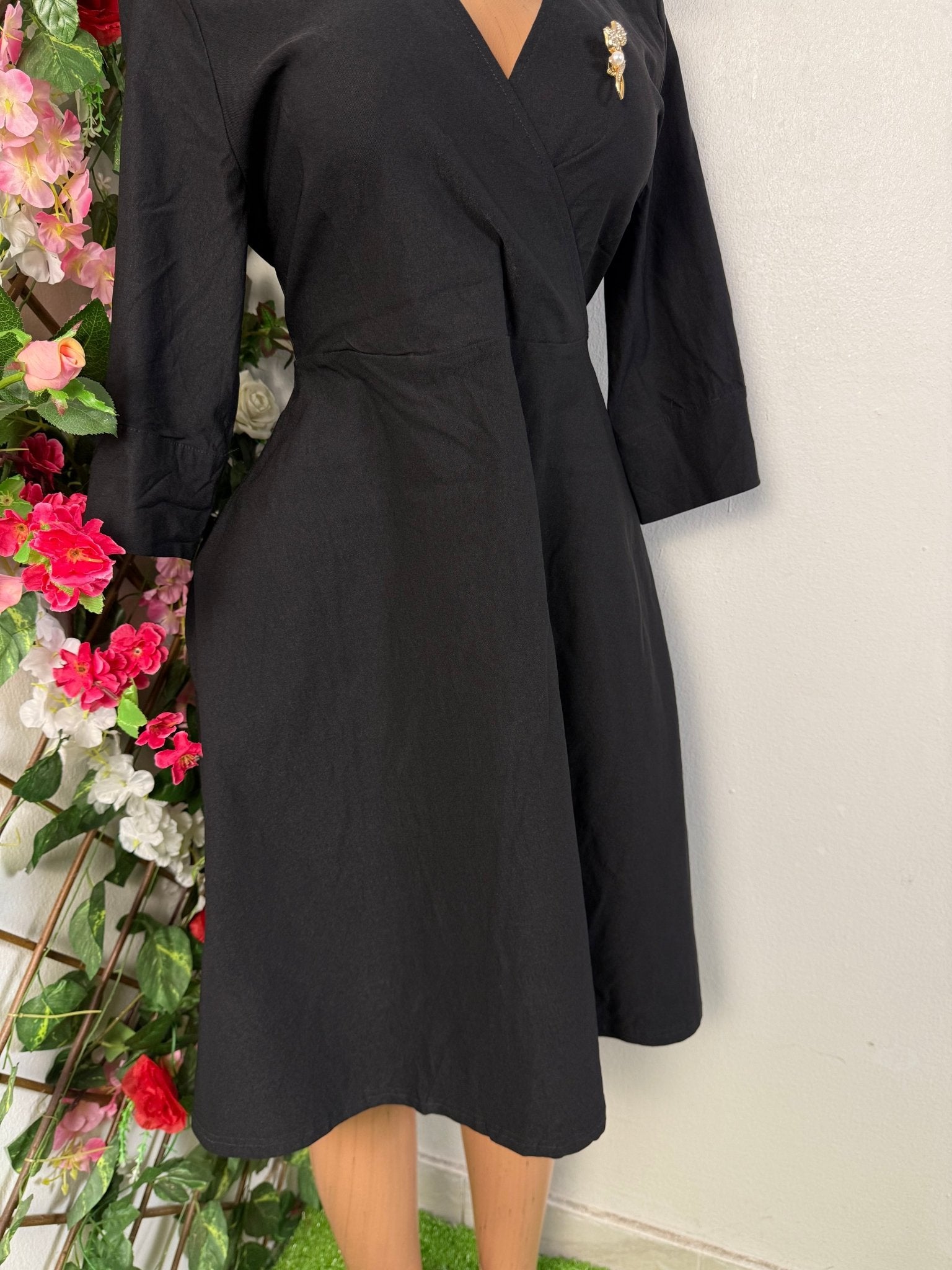 Robe évasée colle chemise longue manche - Perluna Store