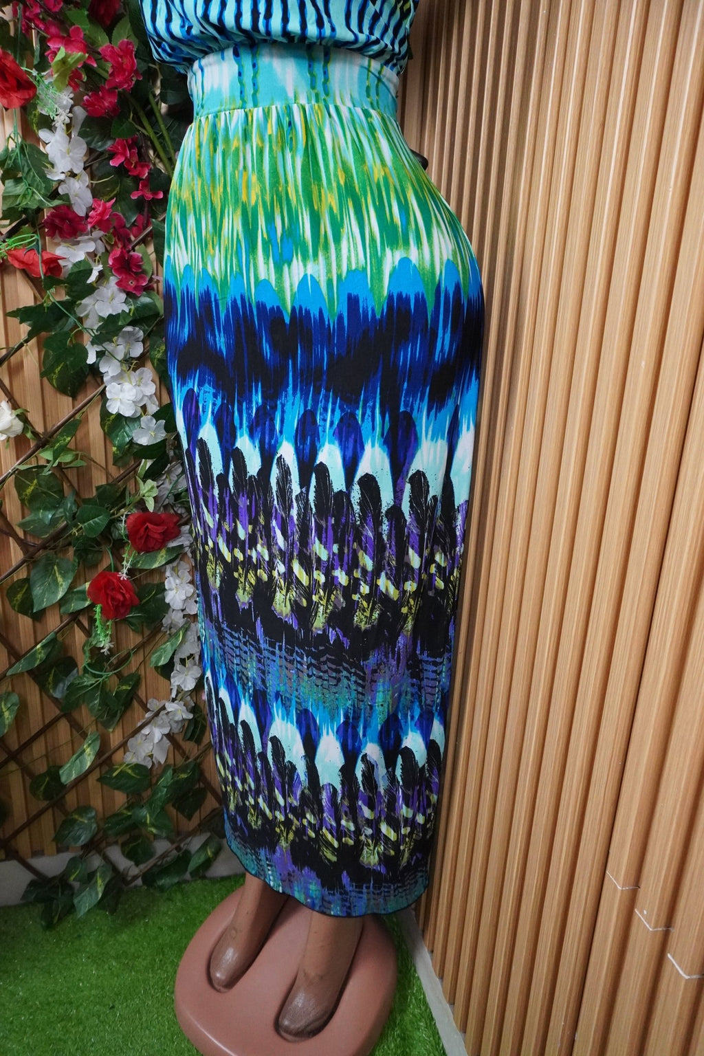 Robe évasée longue à fines bretelles plissée-M - Perluna Store