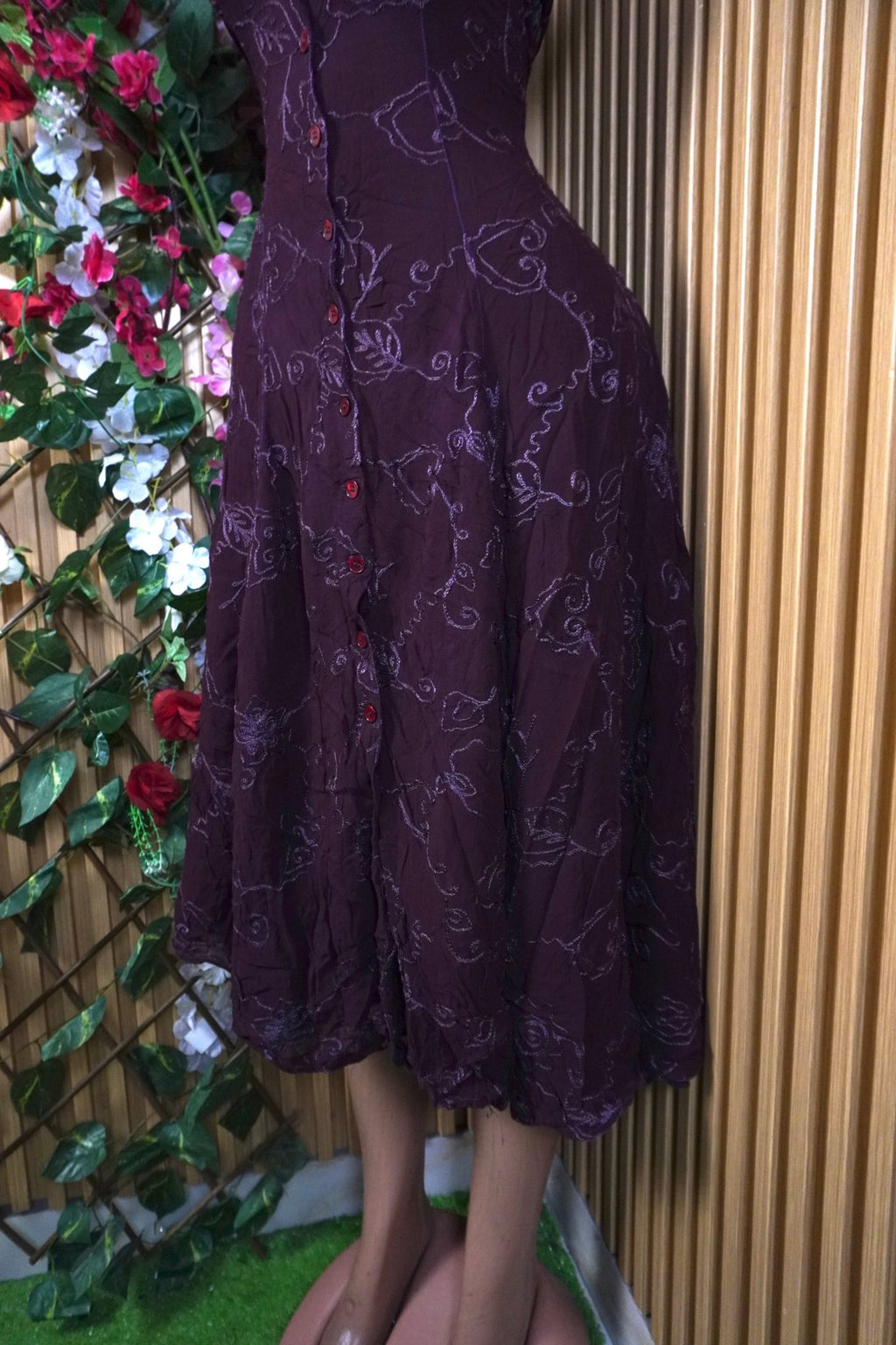 Robe évasée longue à fines brtelles-L - Perluna Store