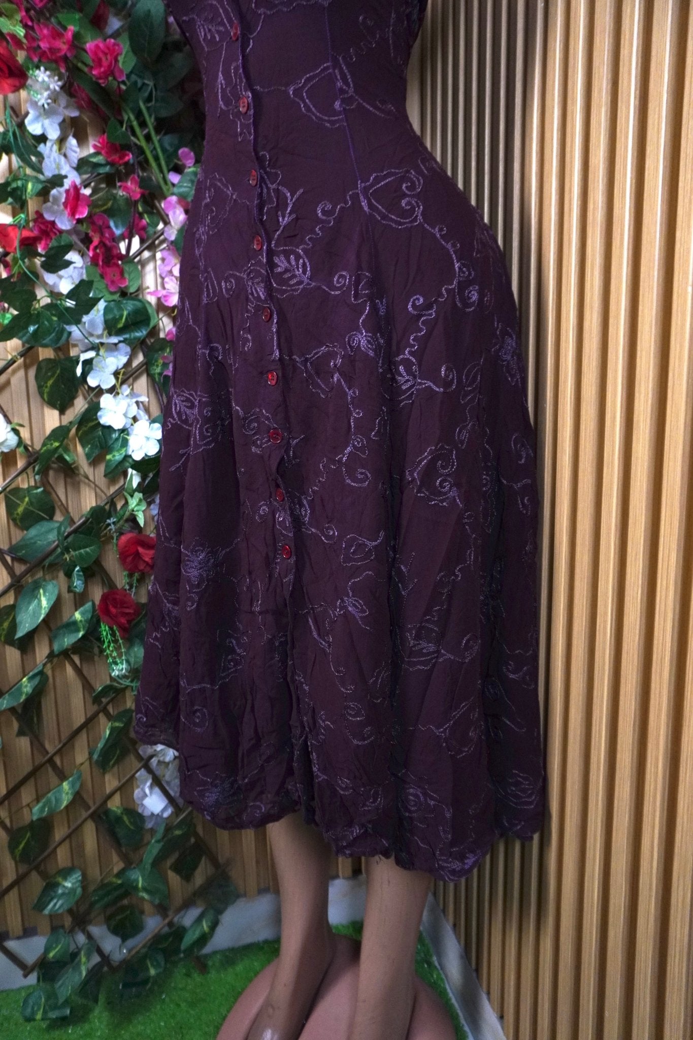 Robe évasée longue à fines brtelles-L - Perluna Store