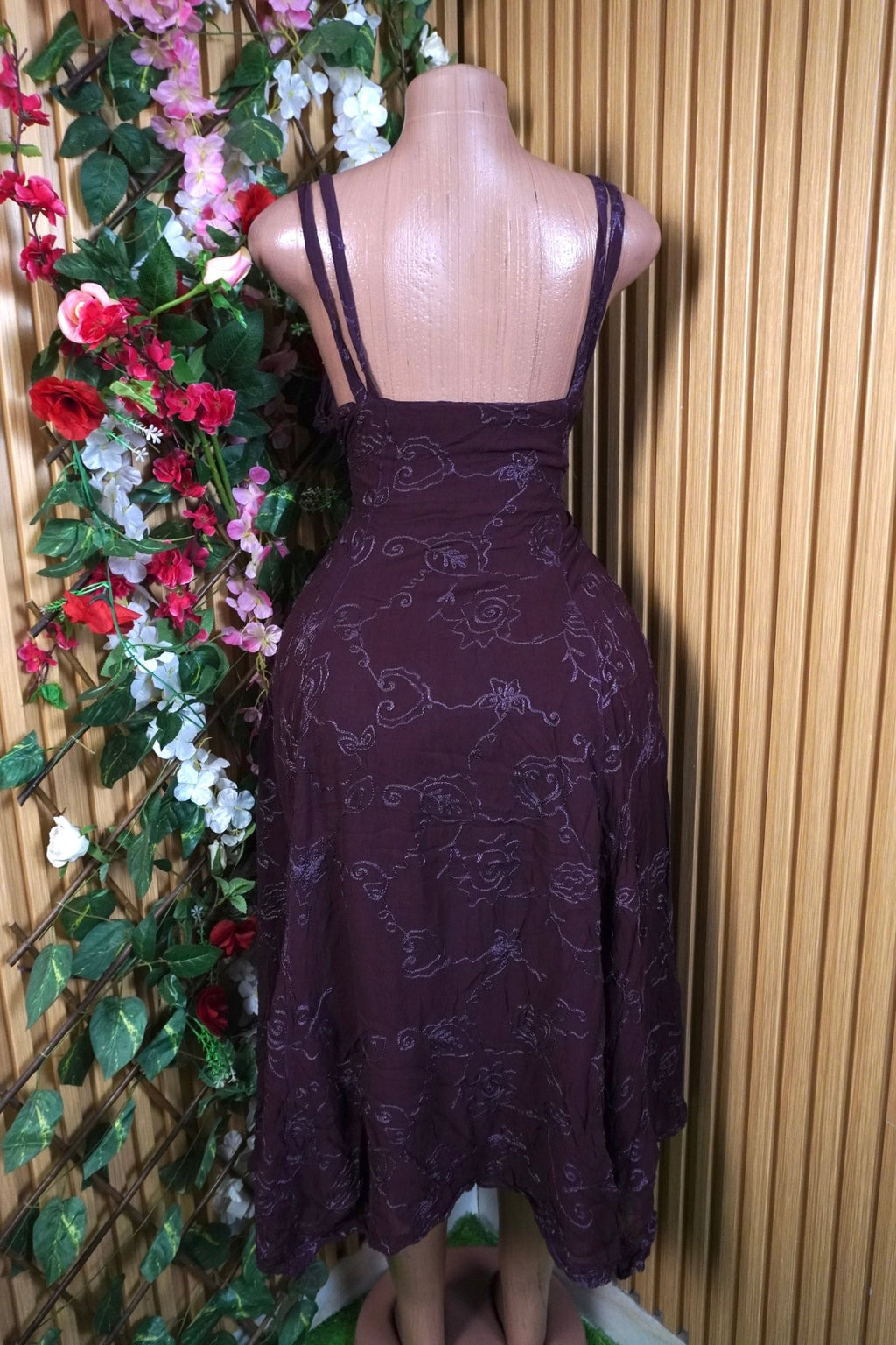 Robe évasée longue à fines brtelles-L - Perluna Store