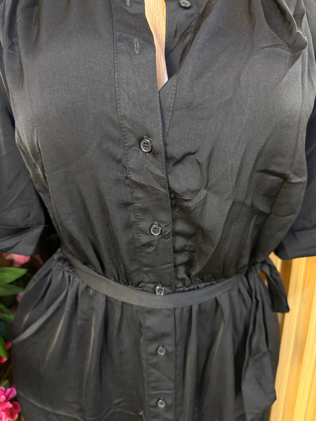 Robe évasée longue avec boutons manches courtes - Perluna Store
