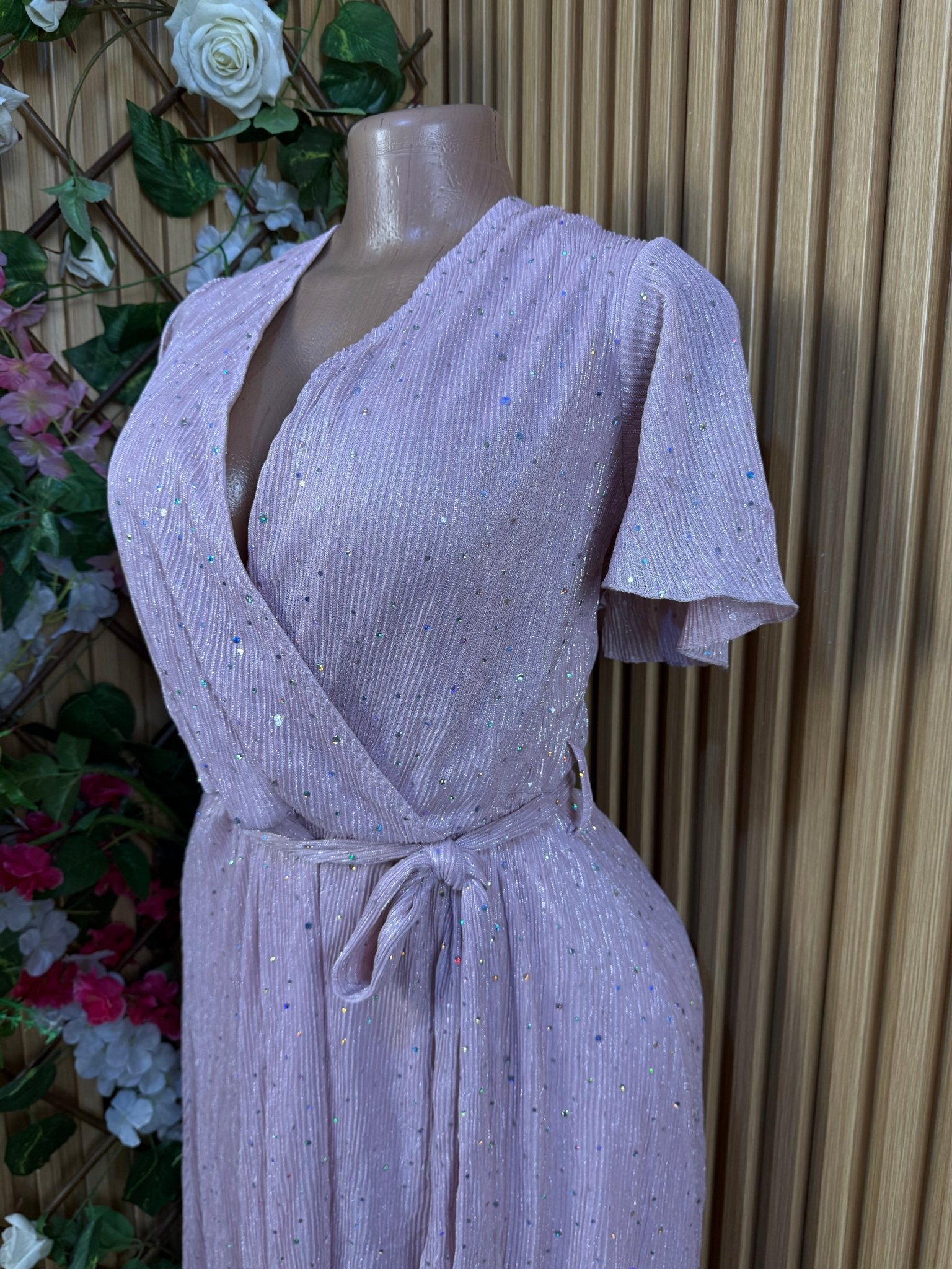 Robe évasée longue ceintrée manches courtes - Perluna Store
