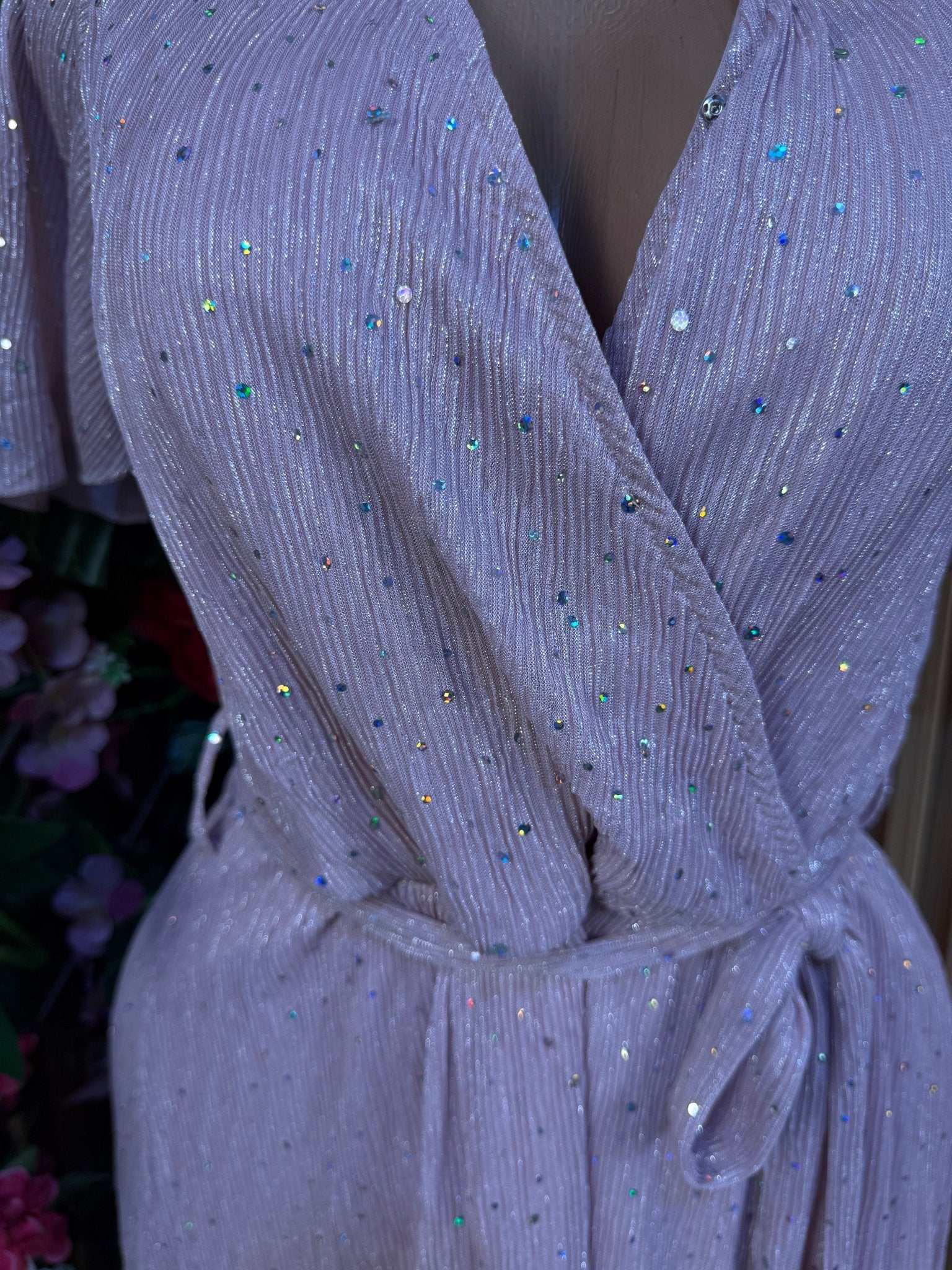 Robe évasée longue ceintrée manches courtes - Perluna Store