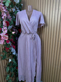Robe évasée longue ceintrée manches courtes - Perluna Store