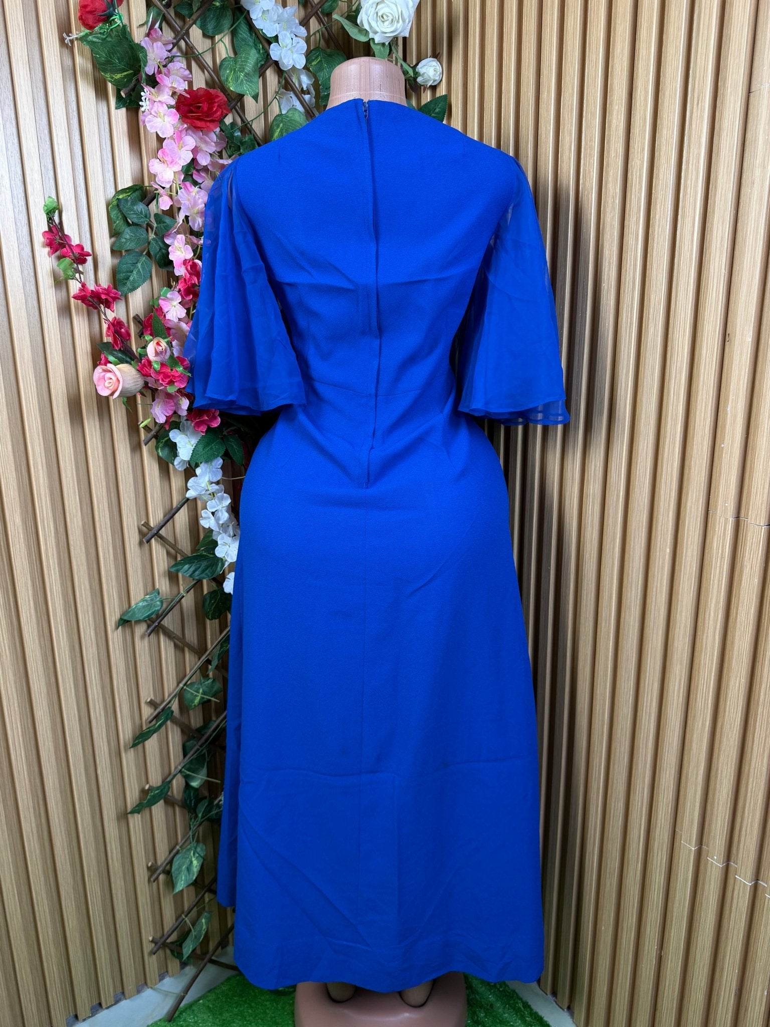 Robe évasée longue manches 3/4 drapée - Perluna Store