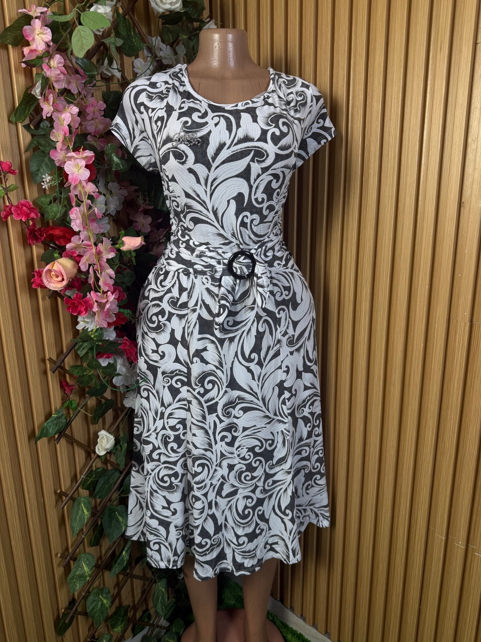 Robe évasée longue manches courtes - Perluna Store