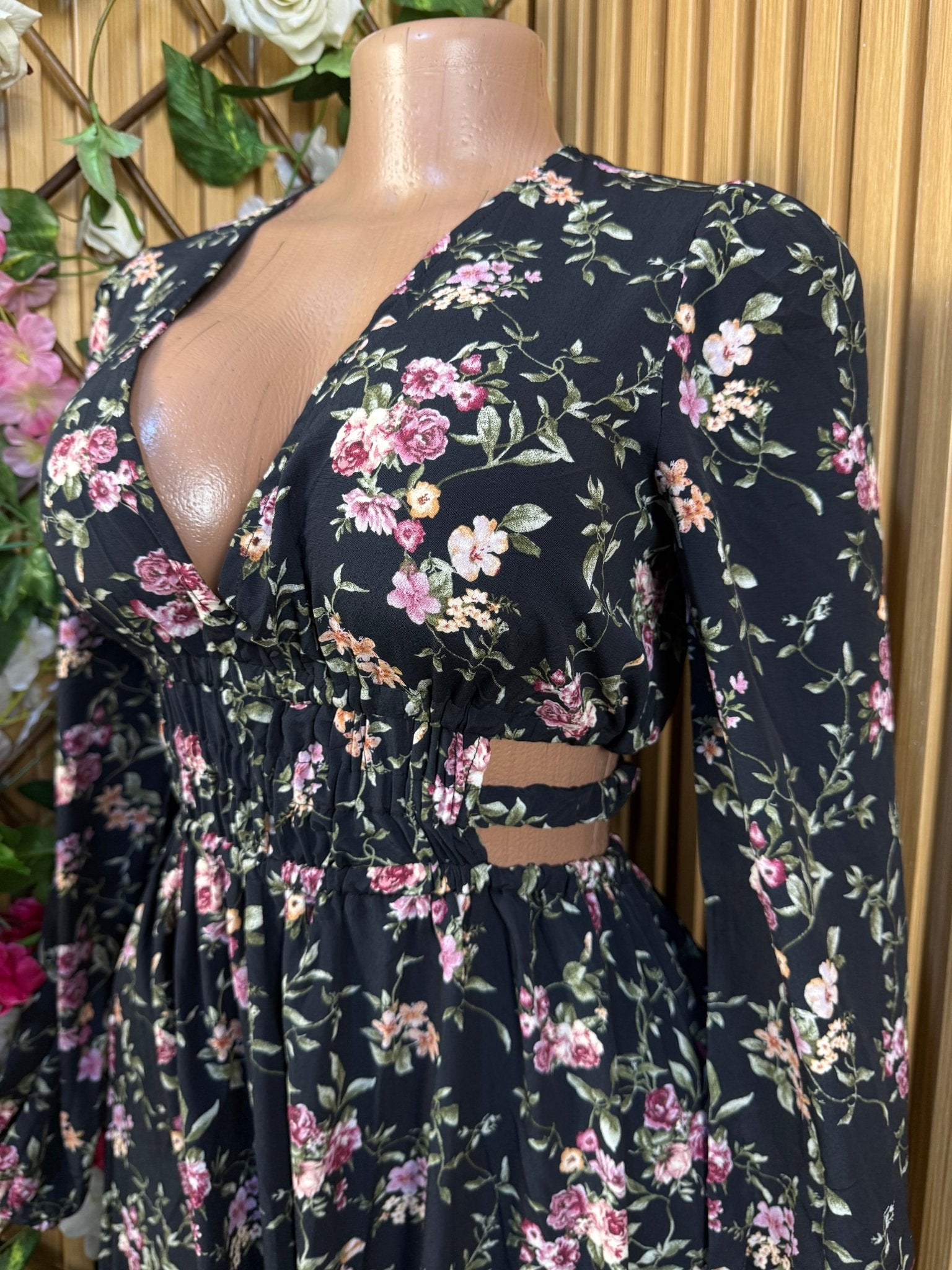 Robe évasée longue manches longue ceintrée - Perluna Store