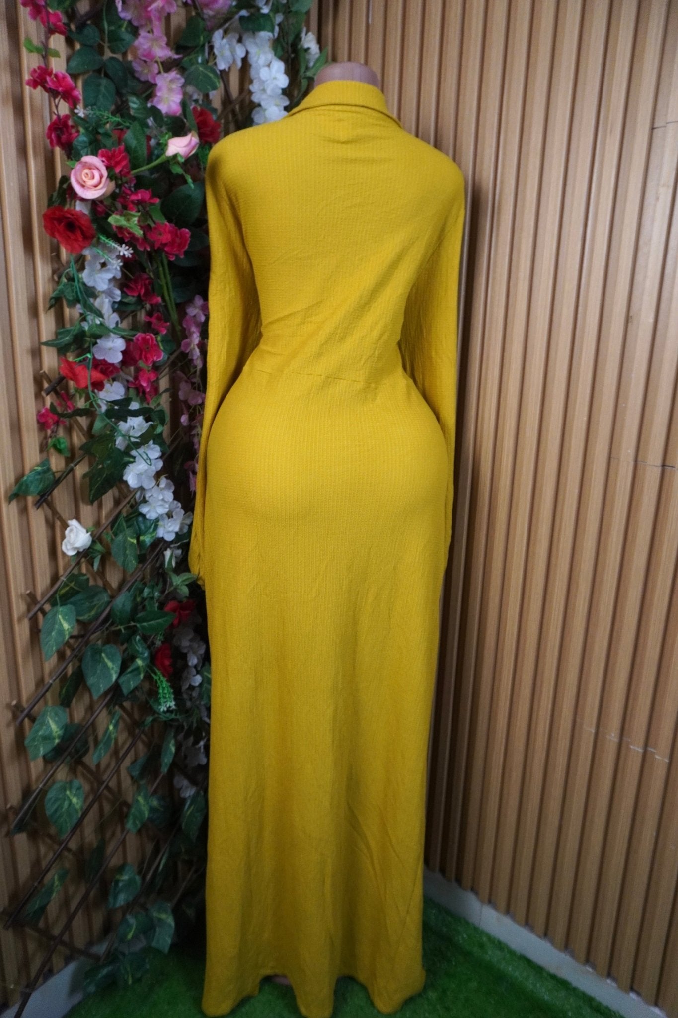 Robe évasée longue manches longue décolletée -XL - Perluna Store
