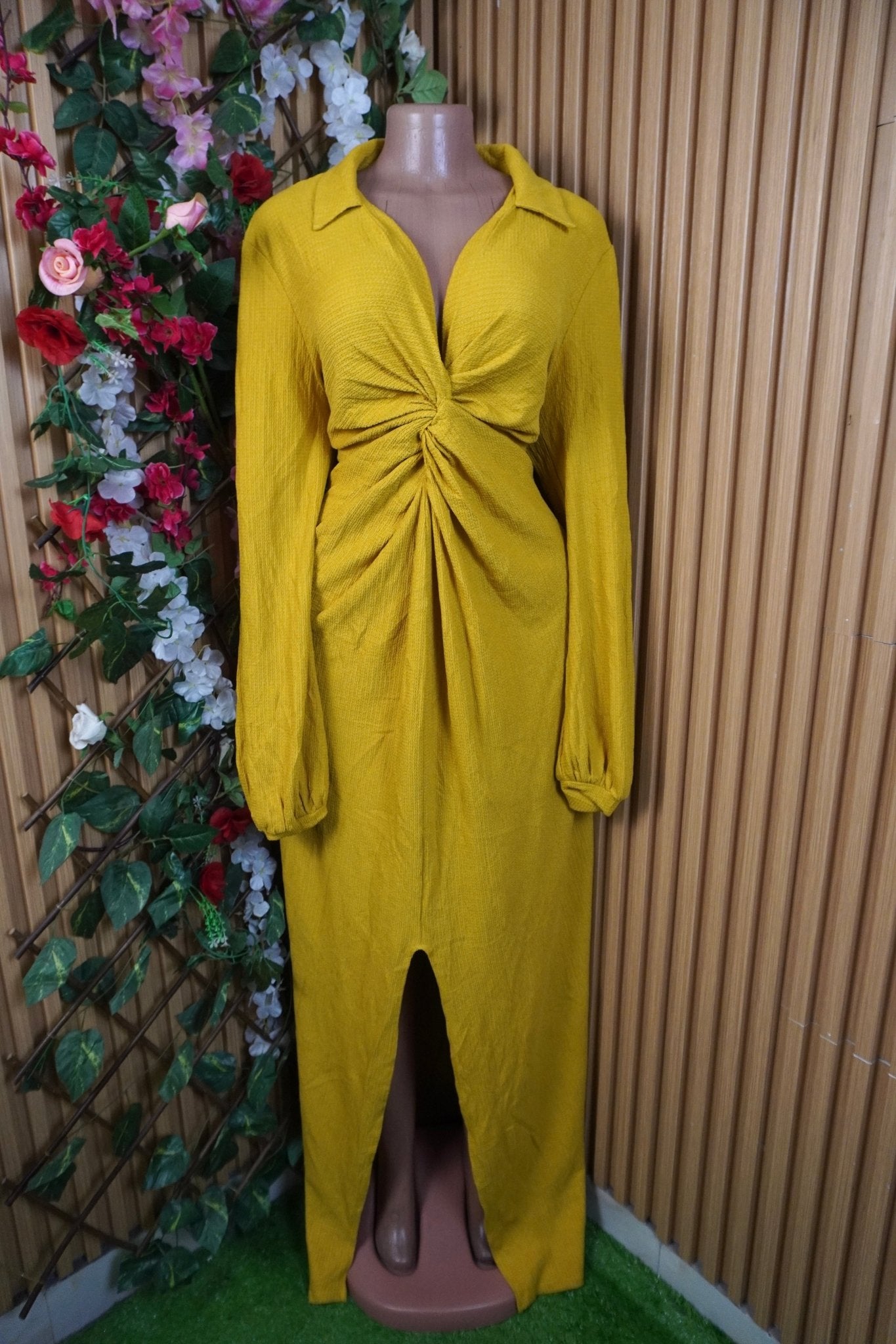 Robe évasée longue manches longue décolletée -XL - Perluna Store
