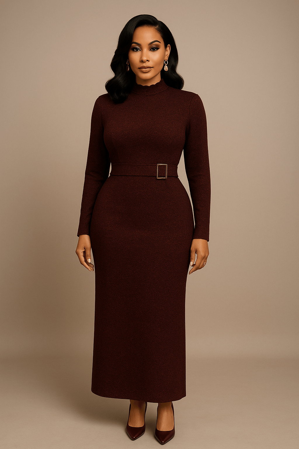 Robe évasée longue manches longues - Perluna Store - kinshasa