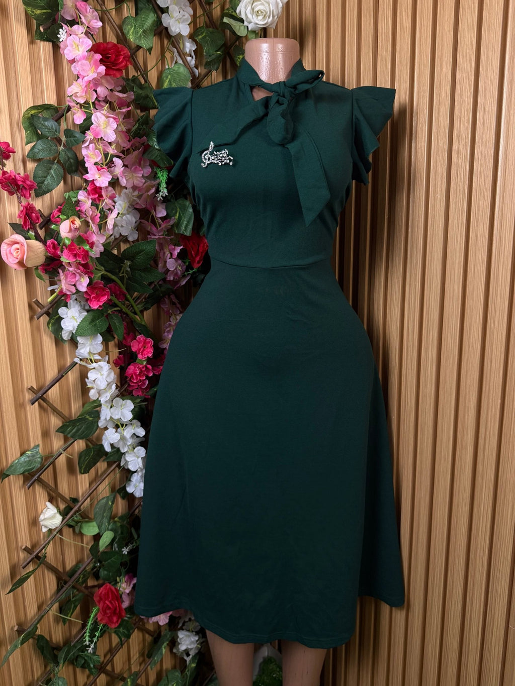 Robe évasée-longue manches manches courtes - Perluna Store