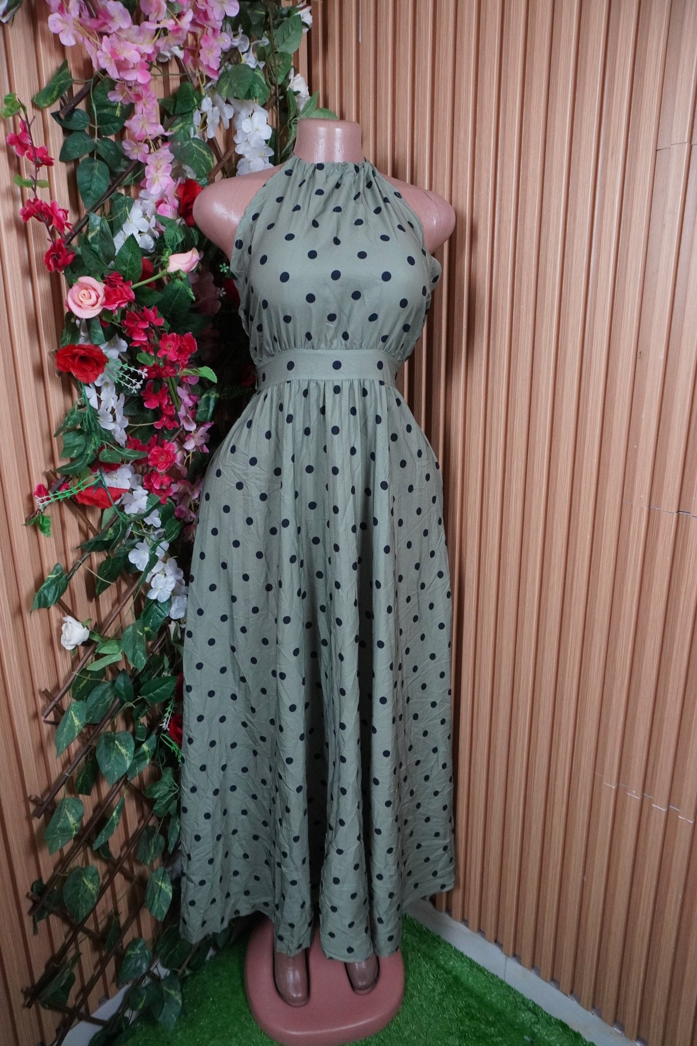 Robe évasée longue sans manches ceintrée-M - Perluna Store