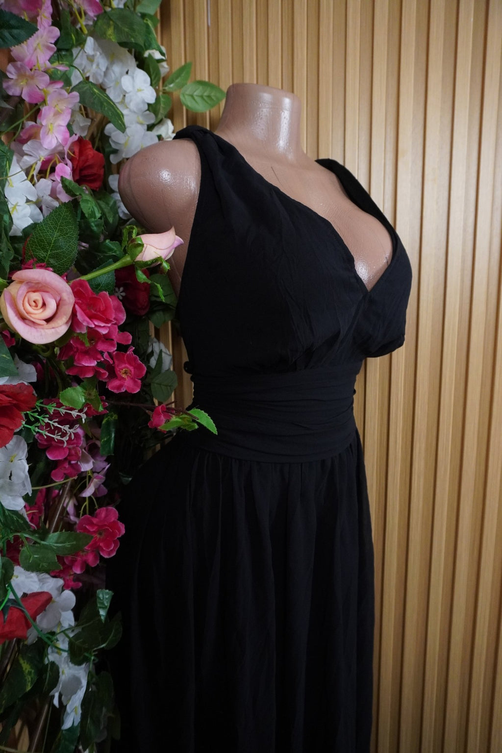 Robe évasée longue sans manches décolletée-L - Perluna Store