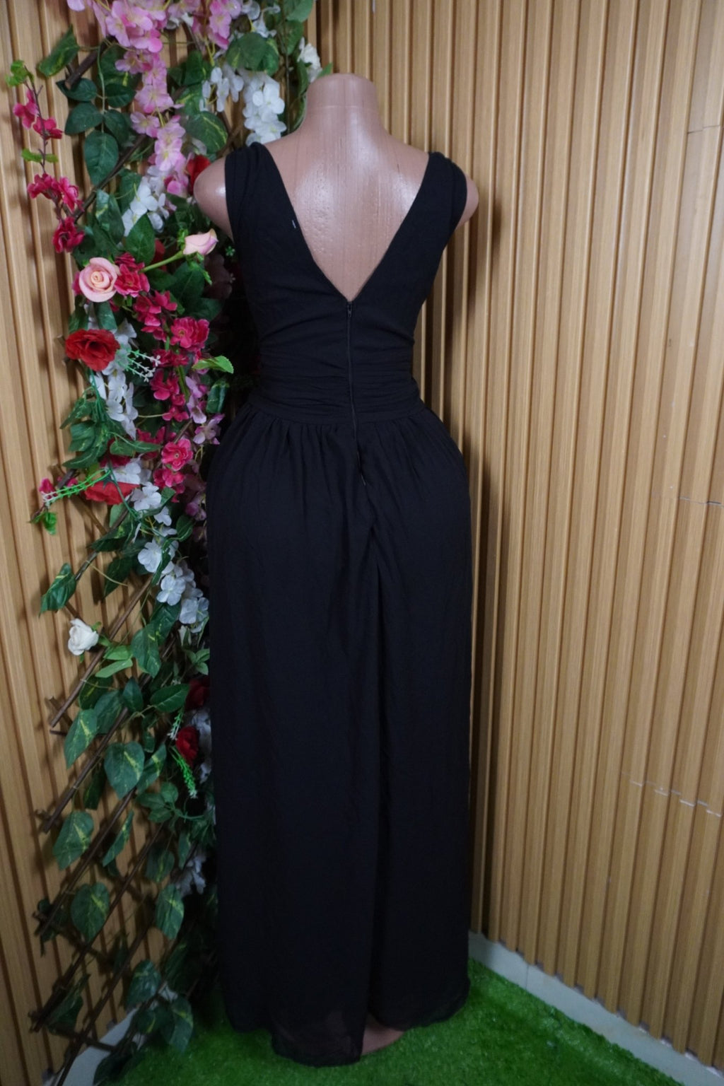 Robe évasée longue sans manches décolletée-L - Perluna Store