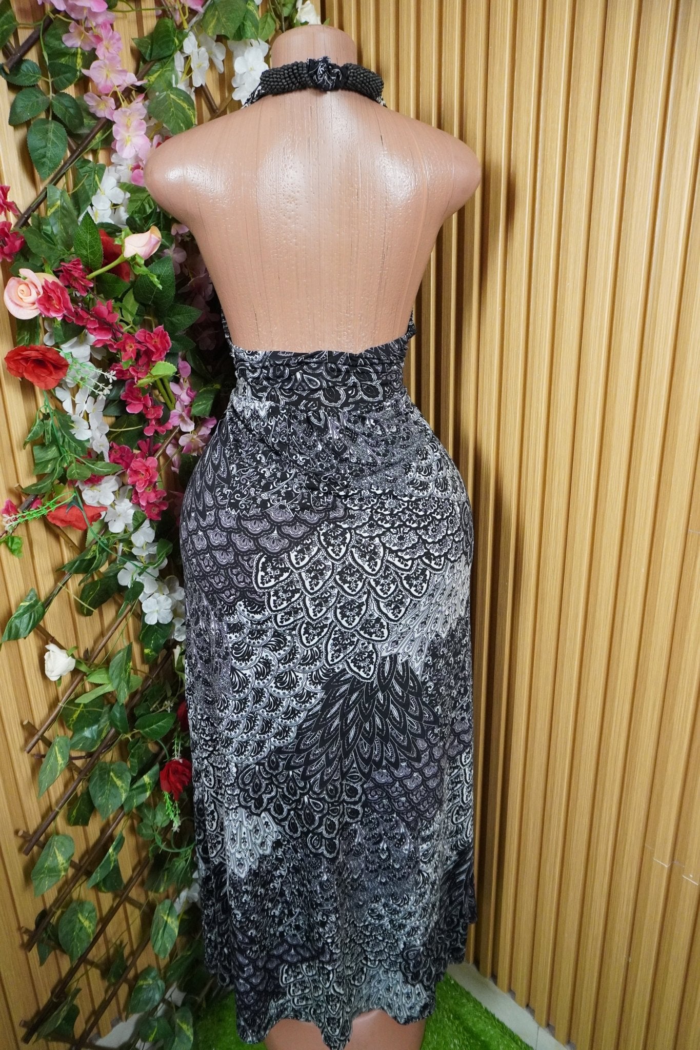 Robe évasée longue sans manches décolletée-S - Perluna Store