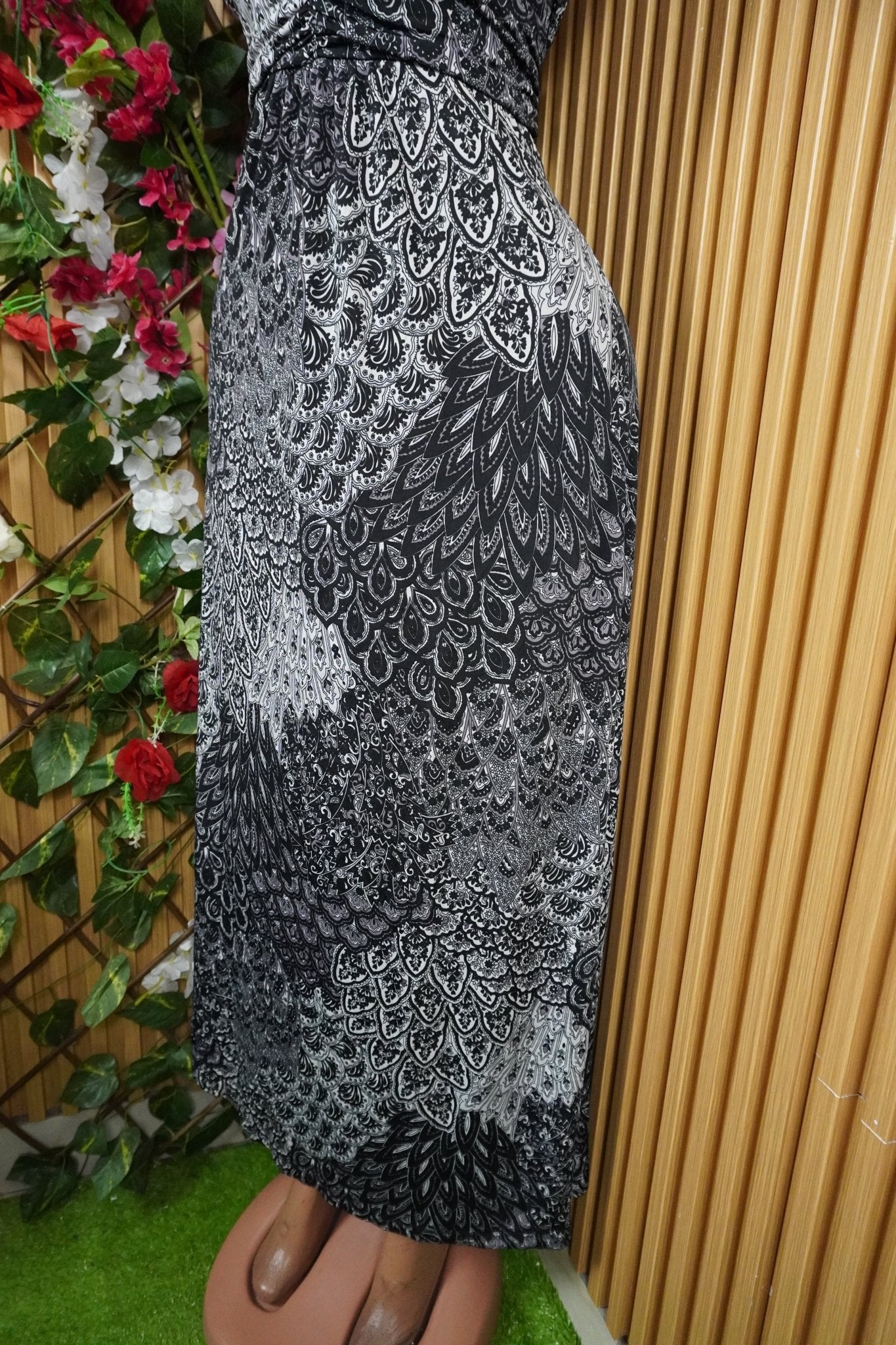 Robe évasée longue sans manches décolletée-S - Perluna Store