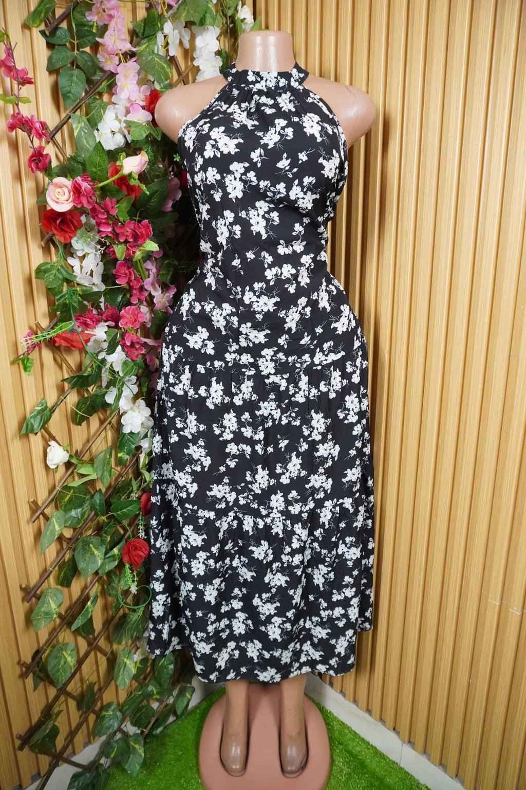 Robe évasée longue sans manches dénudée-M - Perluna Store