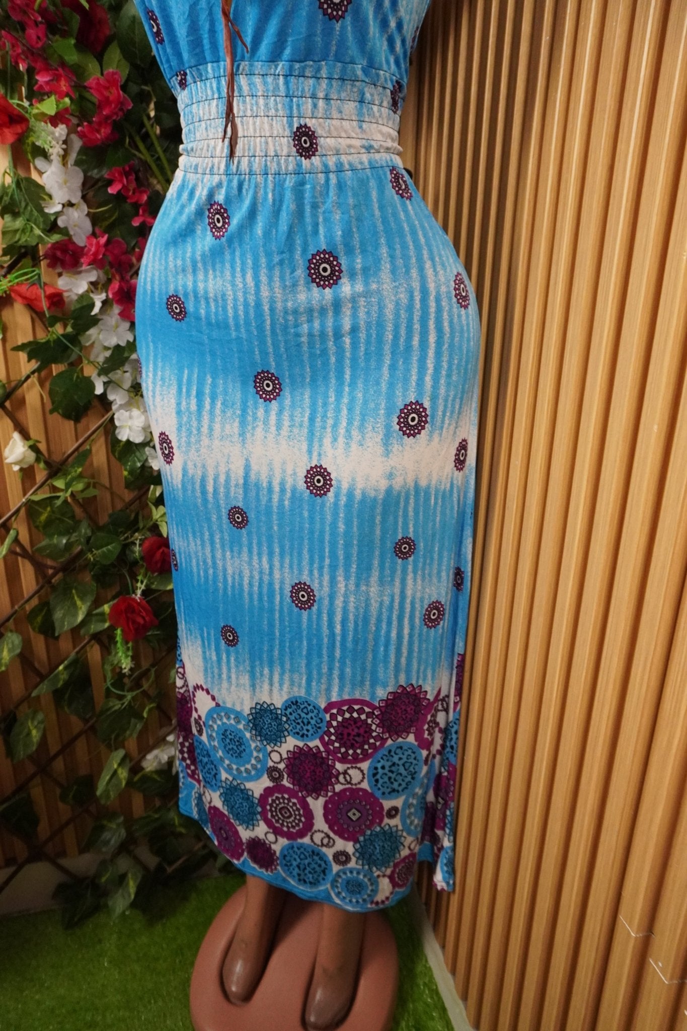 Robe évasée longue sans manches dénudée-S - Perluna Store