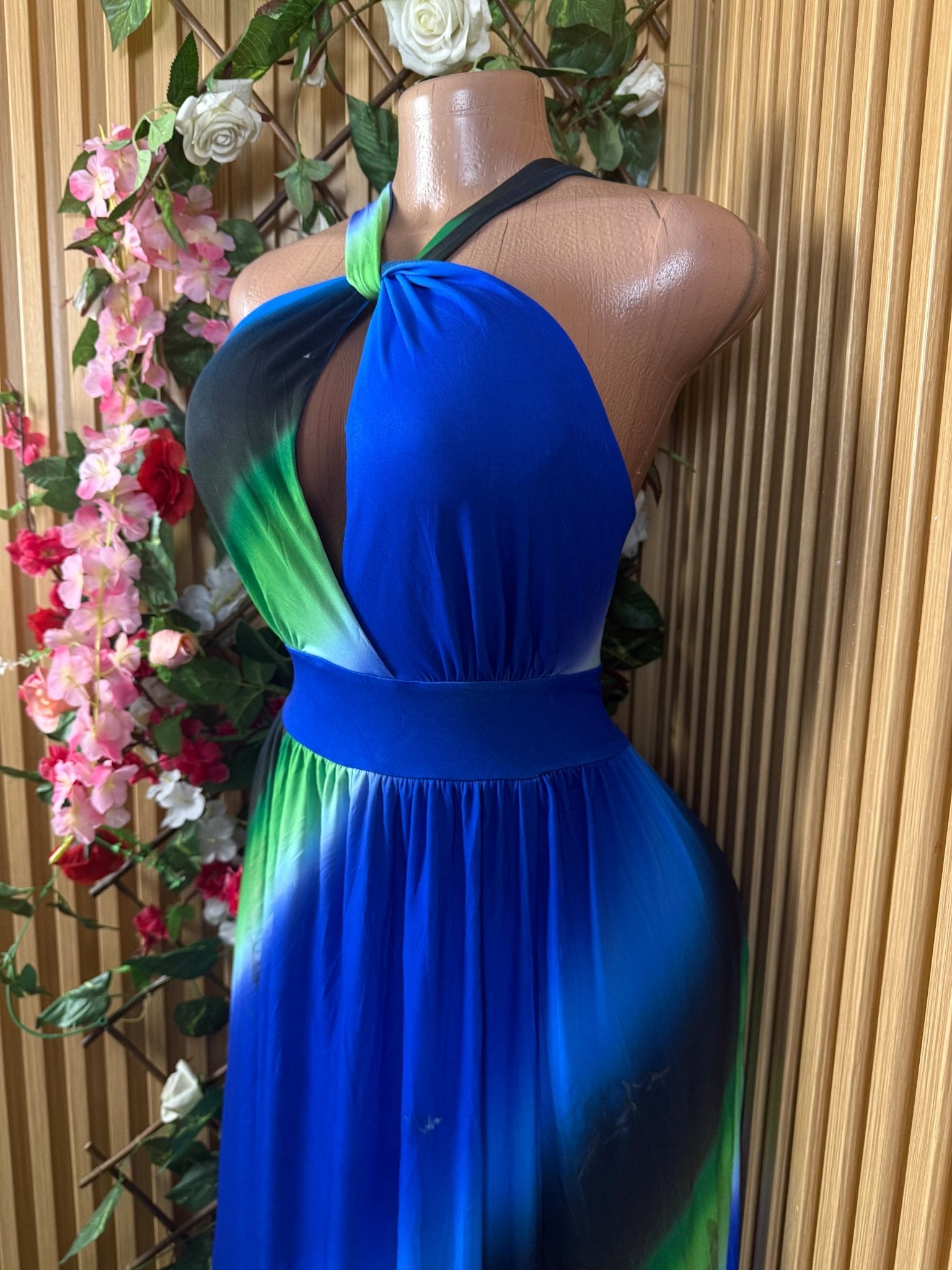 Robe évasée longue sans manches dénudée - Perluna Store