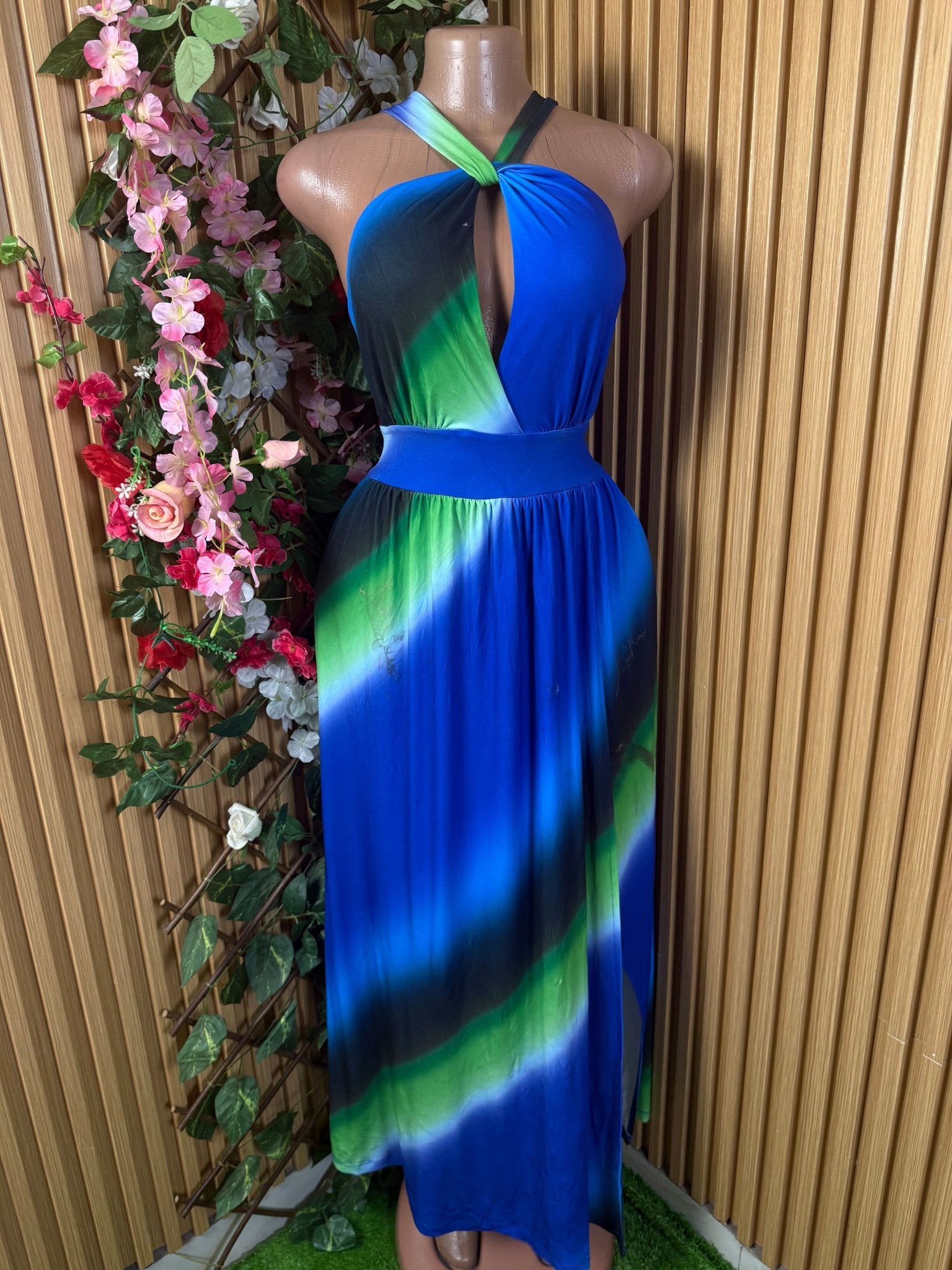 Robe évasée longue sans manches dénudée - Perluna Store