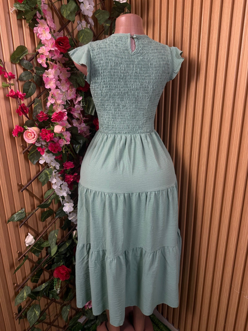 Robe évasée longue sans manches drapée - Perluna Store