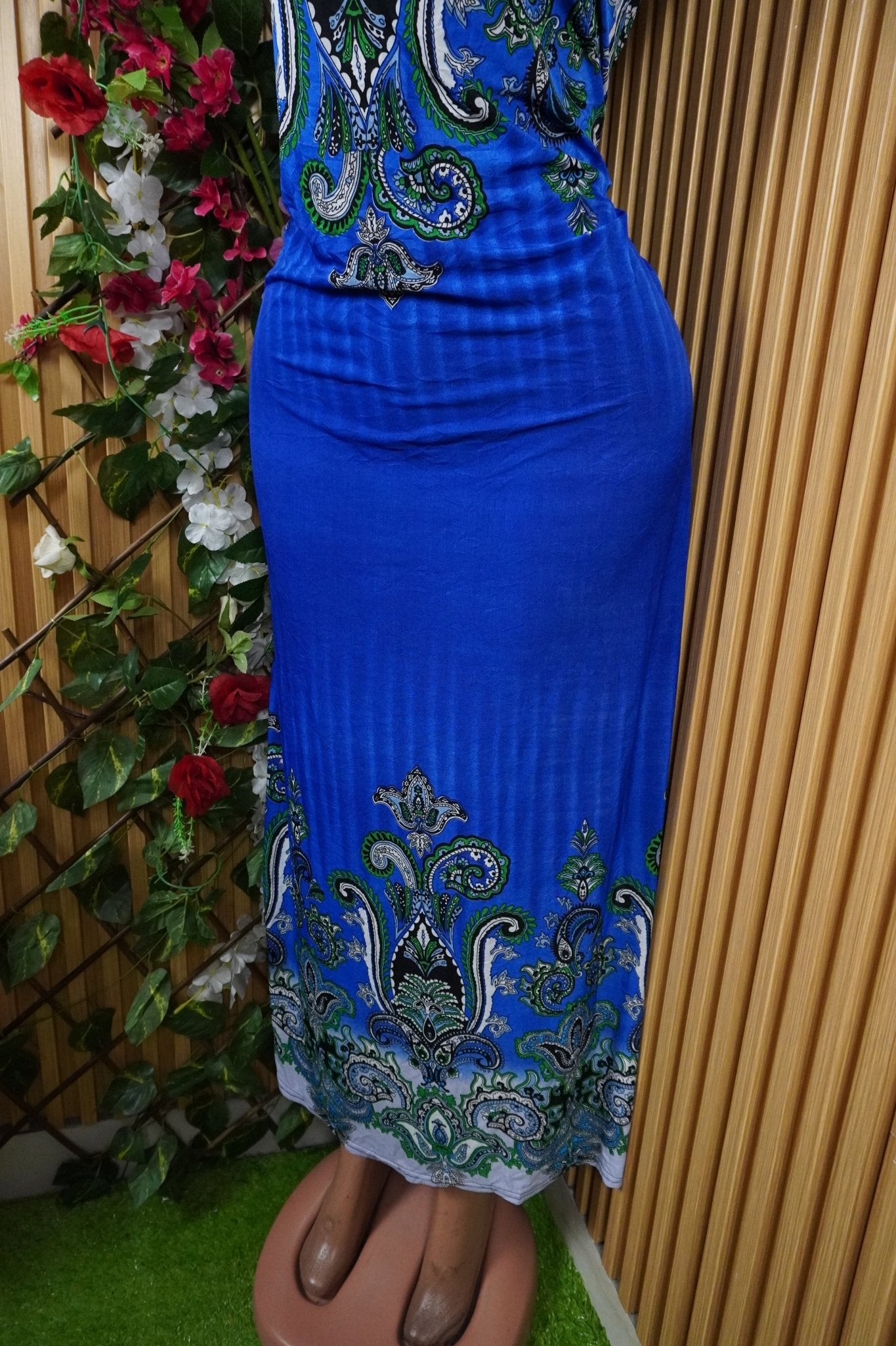 Robe évasée longue sans manches imprimée fleurie-XL - Perluna Store
