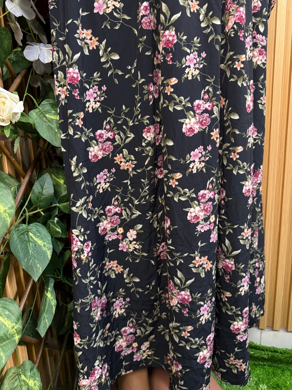 Robe évasée longue  sans manches imprimée fleurie - Perluna Store
